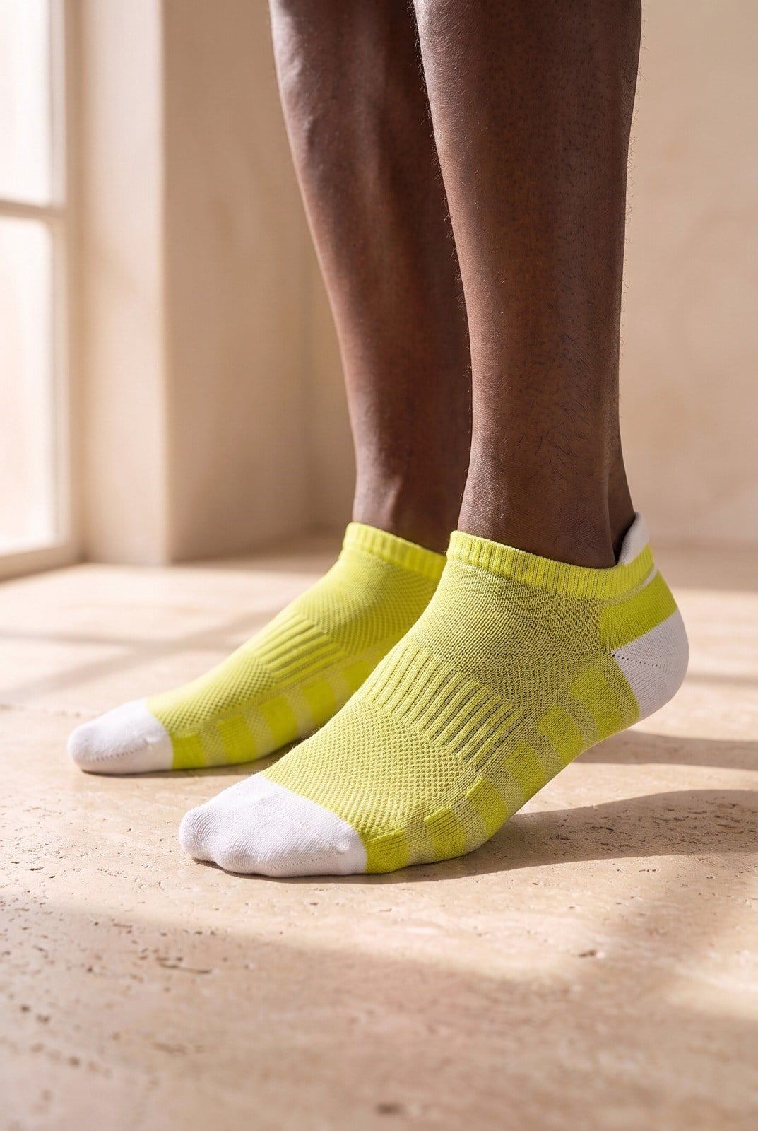 Men's Patterned Step Golf Socks Yellow/White