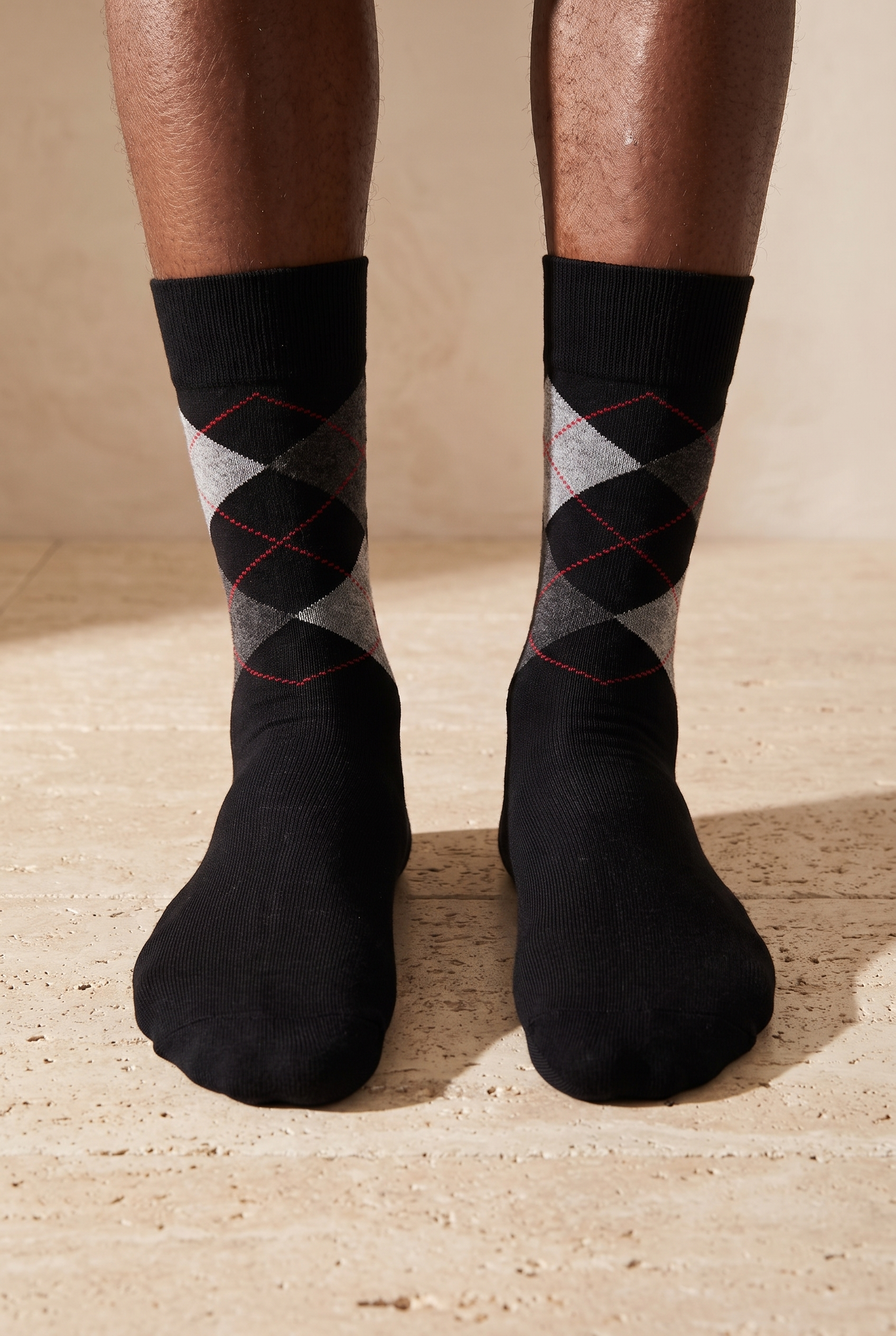 Men's Checked Pattern Sock Black
