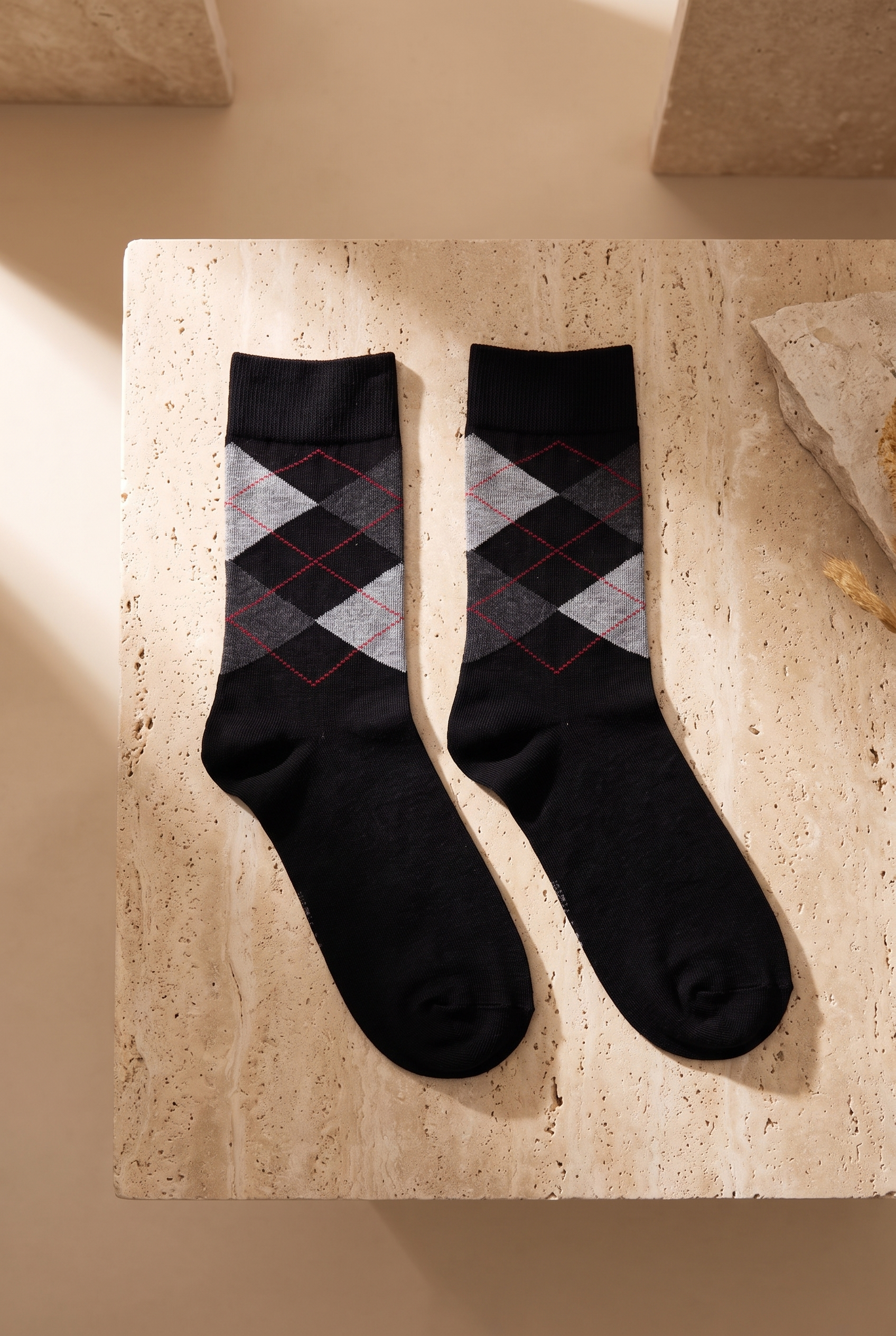 Men's Checked Pattern Sock Black
