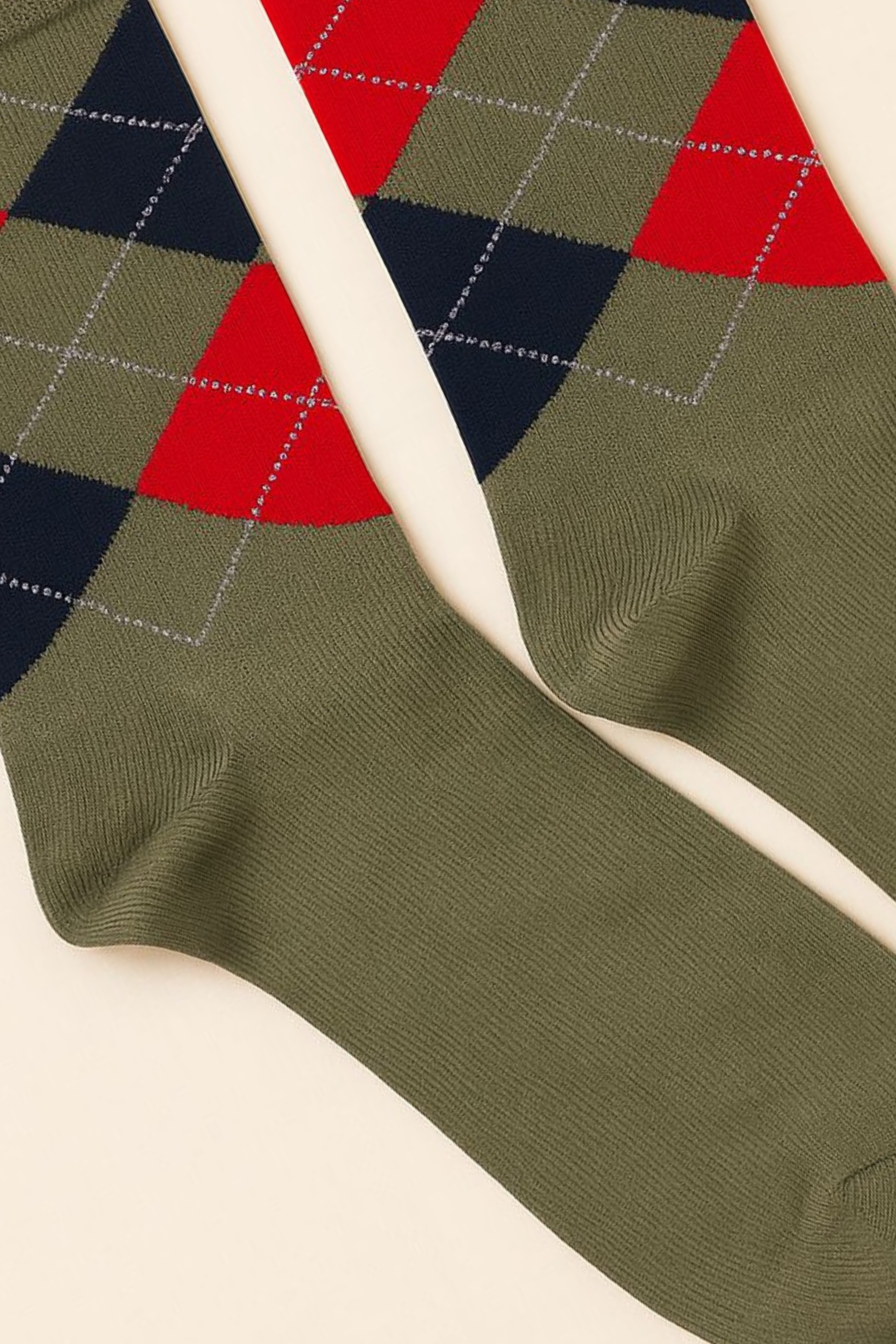 Erkek Ekose Desenli Soket Çorap Yeşil-Kırmızı