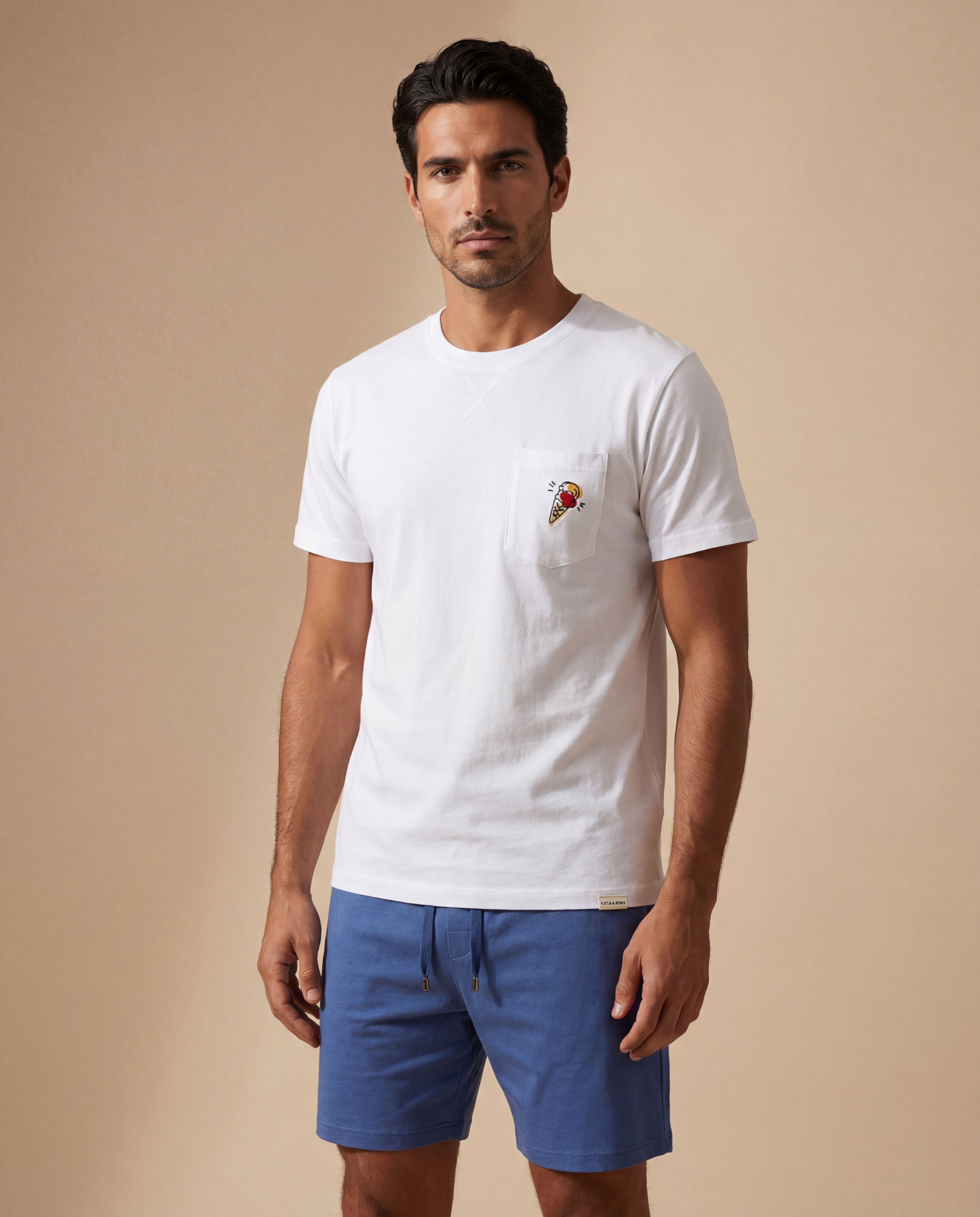 12612M4001 FLORAL OUTBURST ERKEK ŞORT TAKIM Ekru