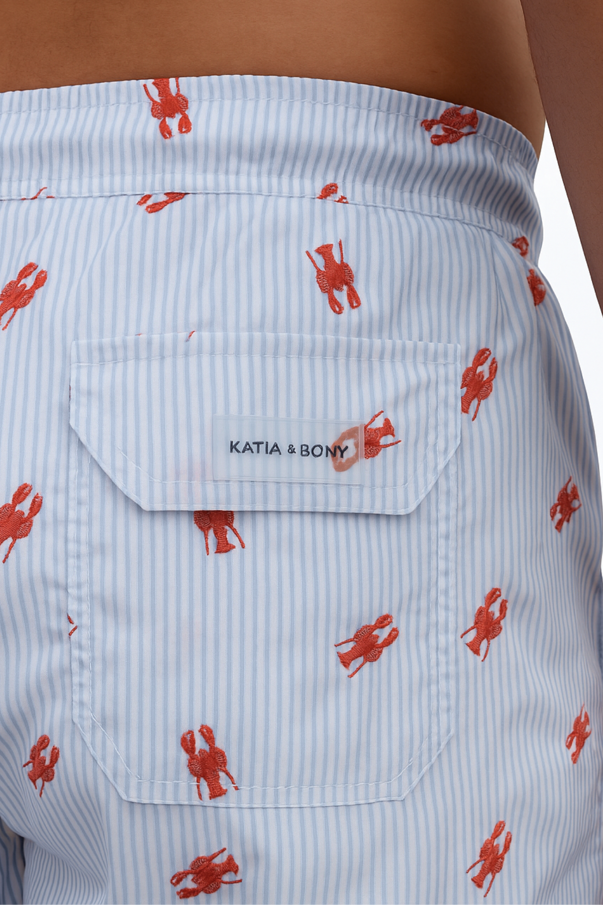 Erkek Frill Wave Istakoz Desenli Deniz Şortu Mavi