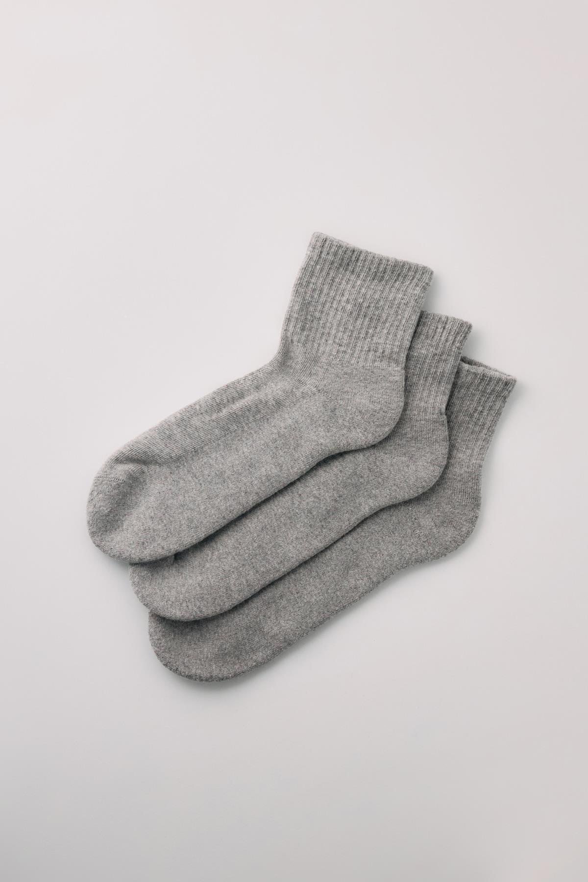 12401G2099 ERKEK 3PCK HAVLU TABAN SOKET ÇORAP GREY