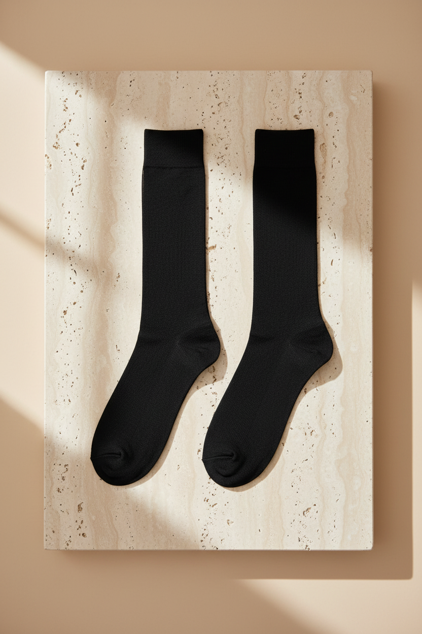 Men's Towel Sole Long Heel Basic Socket Socks Black