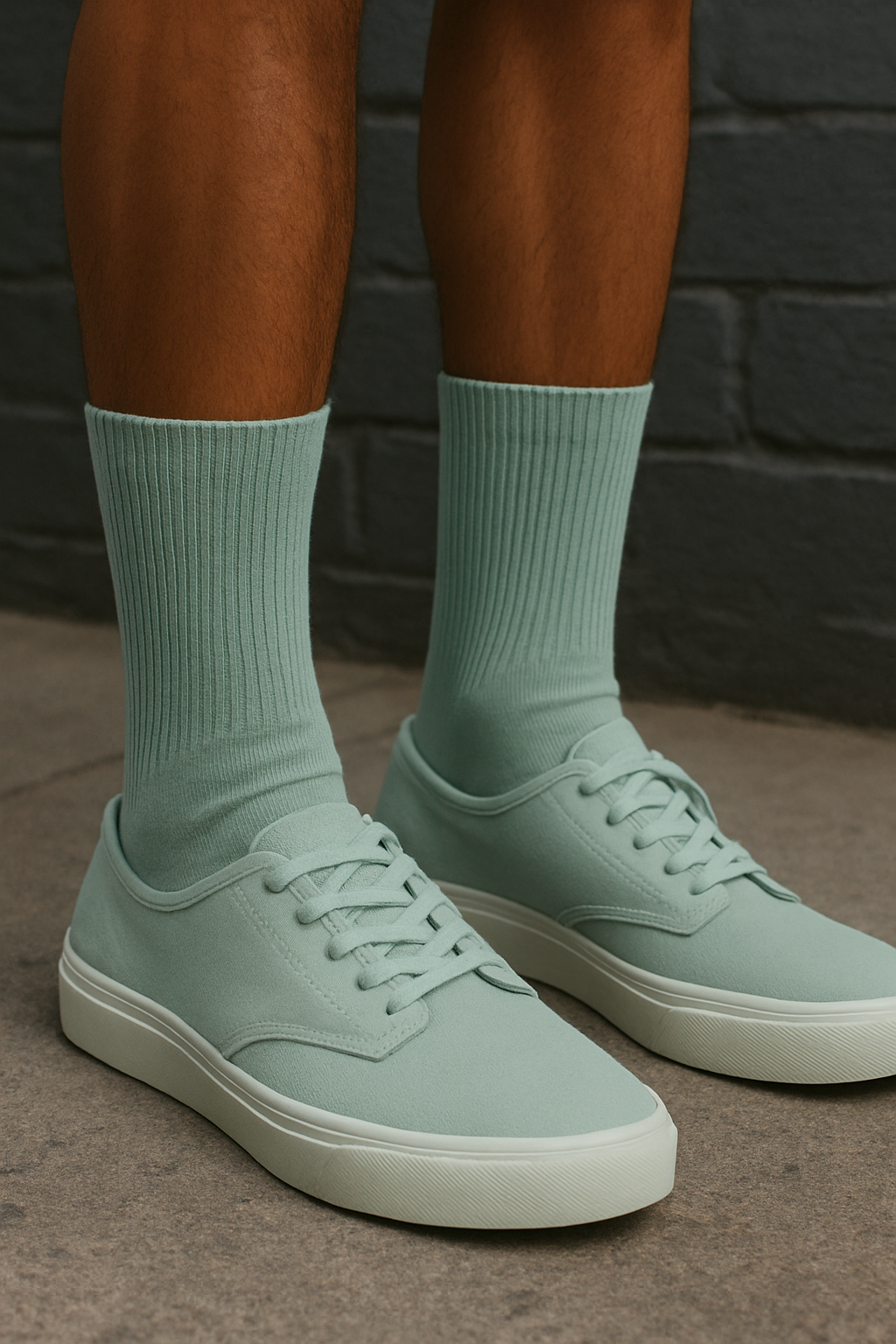 Men's Towel Sole Long Cuff Basic Socket Socks Green