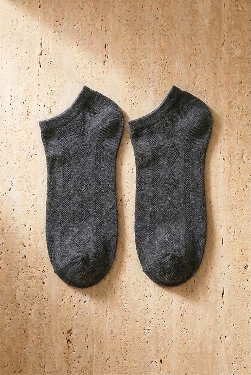 Men's Embroidered Patterned 5-Piece Booties Socks