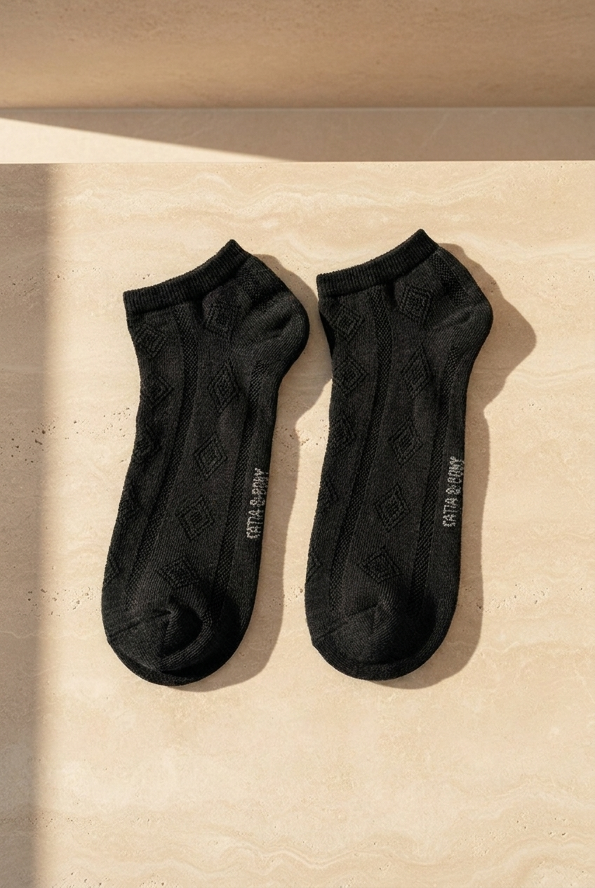 12601G4015 DESENLİ ERKEK STEP ÇORAP SİYAH