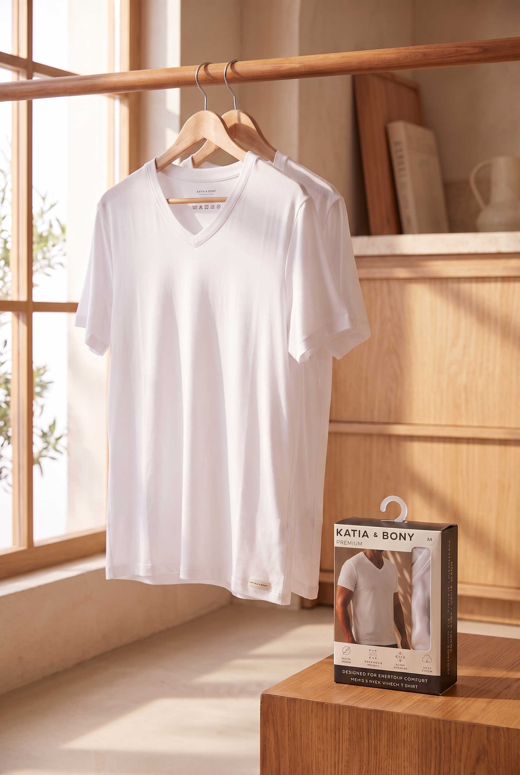 22603M4005 2PCK BASIC KUTULU MODAL V YAKA ERKEK TSHIRT WHITE