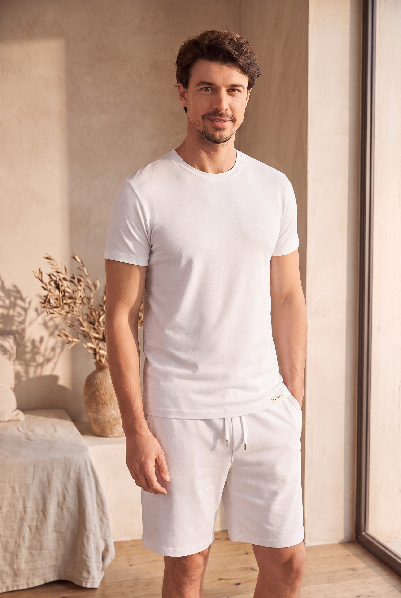 22603M4003 2PCK BASIC KUTULU MODAL O YAKA ERKEK TSHIRT WHITE