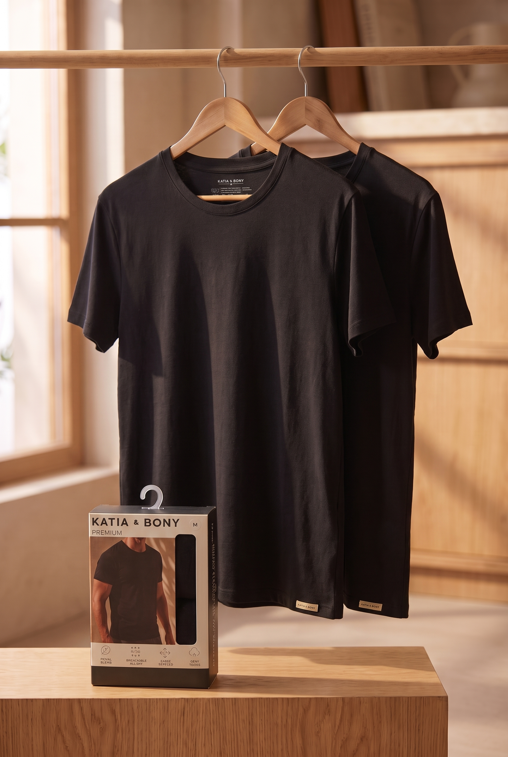 22603M4003 2PCK BASIC KUTULU MODAL O YAKA ERKEK TSHIRT SİYAH