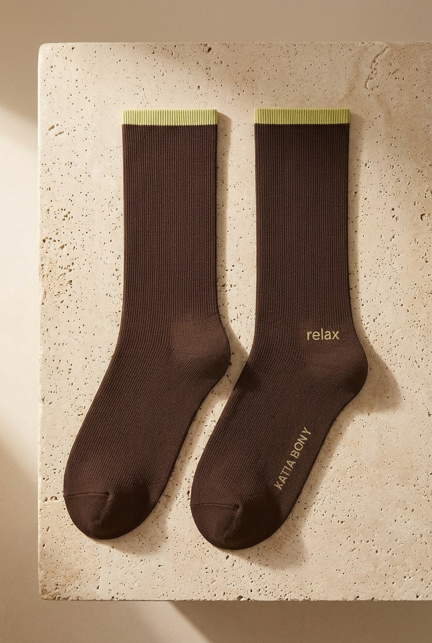 Erkek Relax Baskılı Soket Çorap Kahverengi
