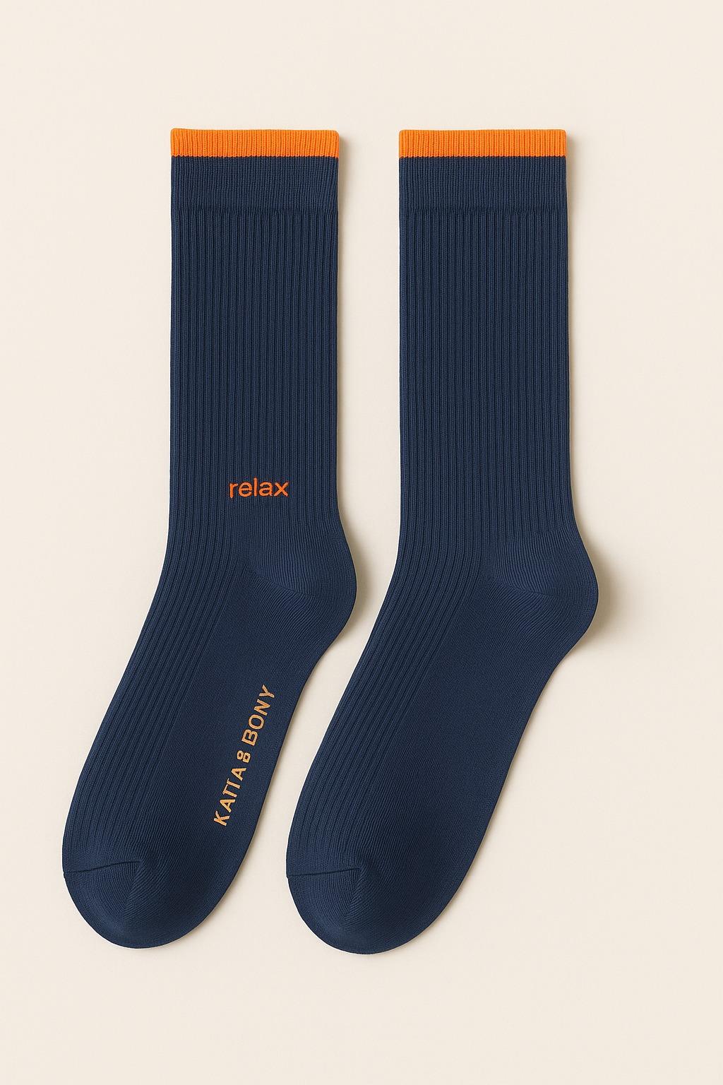 Erkek Relax Baskılı Soket Çorap Lacivert