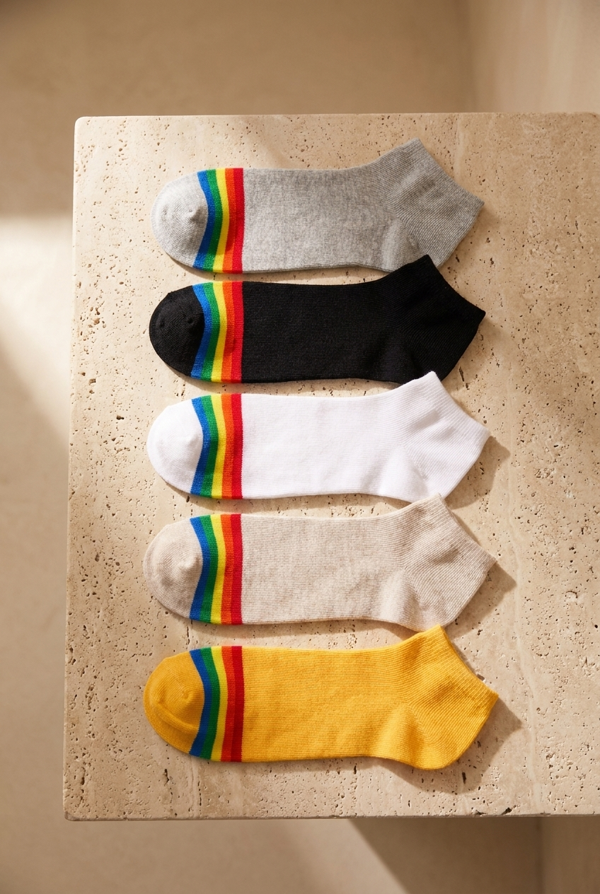 Men's Colorful Striped 5-Piece Booties Socks