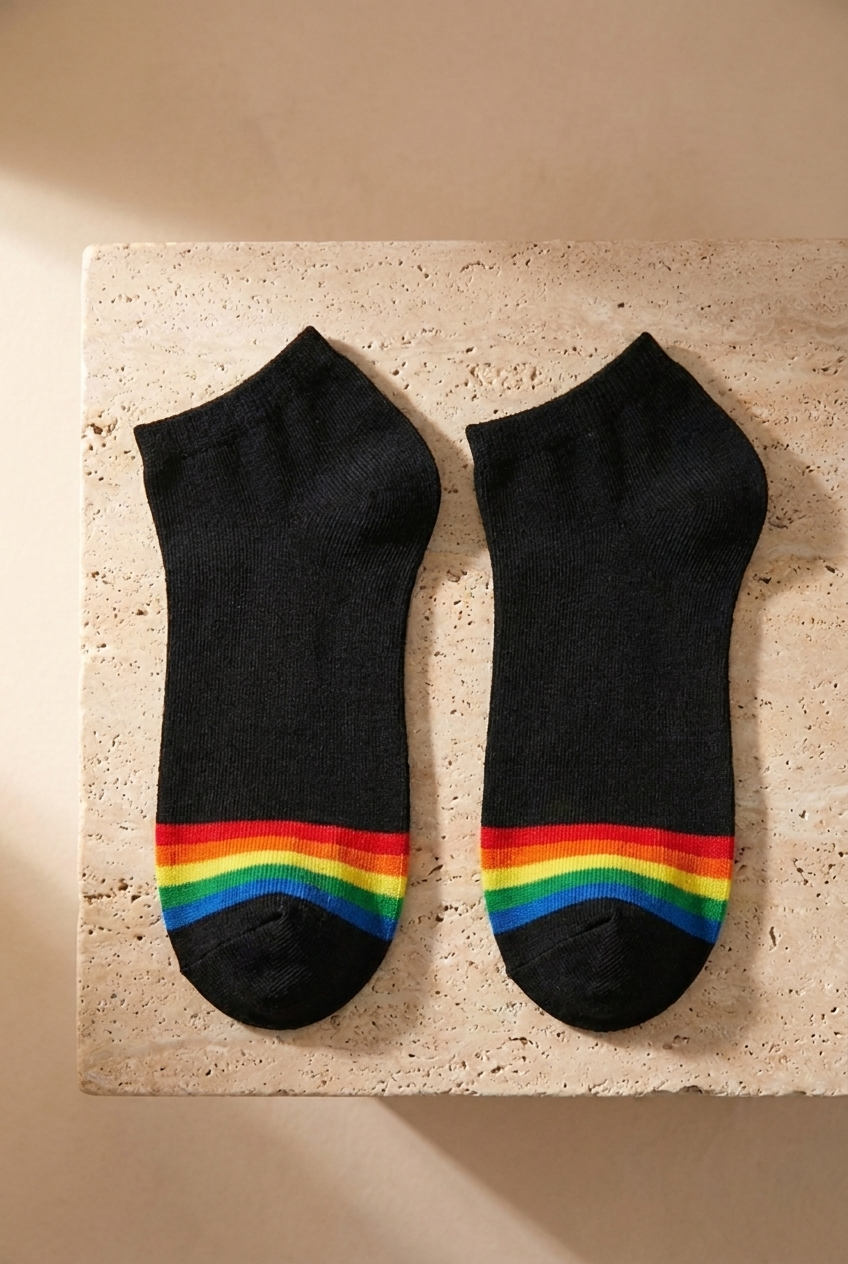 Men's Colorful Striped 5-Piece Booties Socks