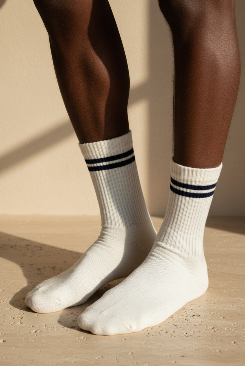 Men's Striped Socks Ecru