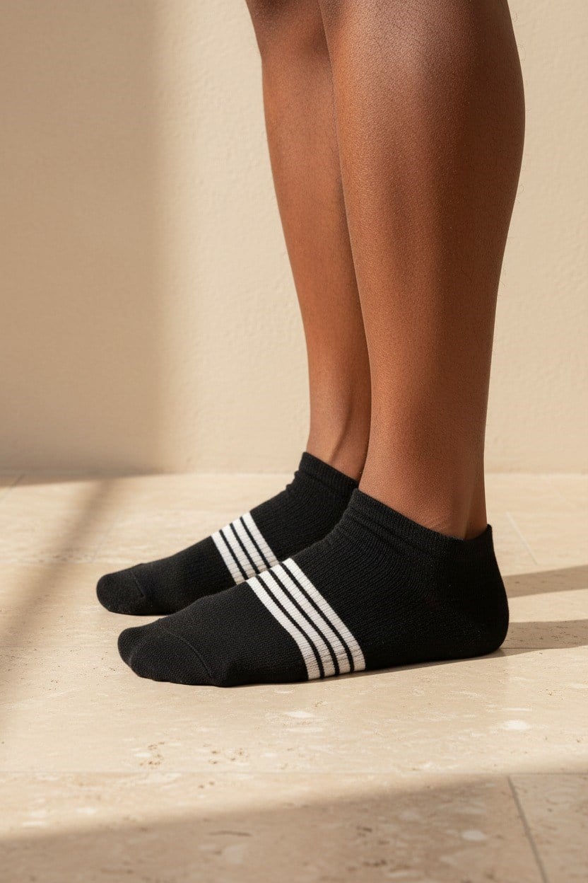 Erkek Şeritli Step Çorap Siyah