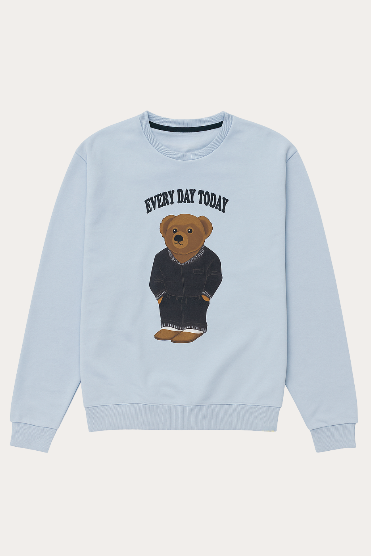 Erkek Teddy Desenli Pijama Üstü Mavi