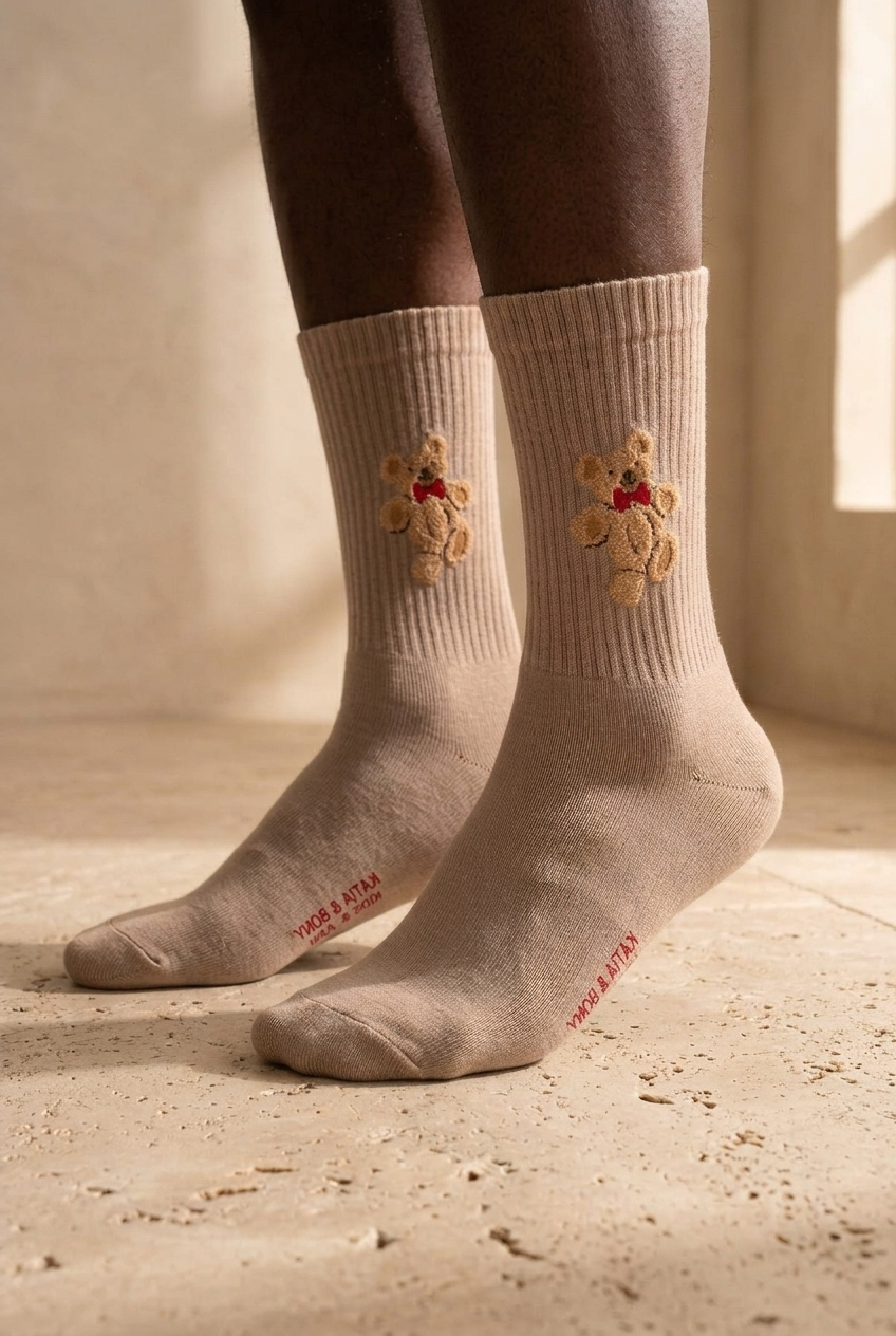 Men's Teddy Patterned Socks Brown