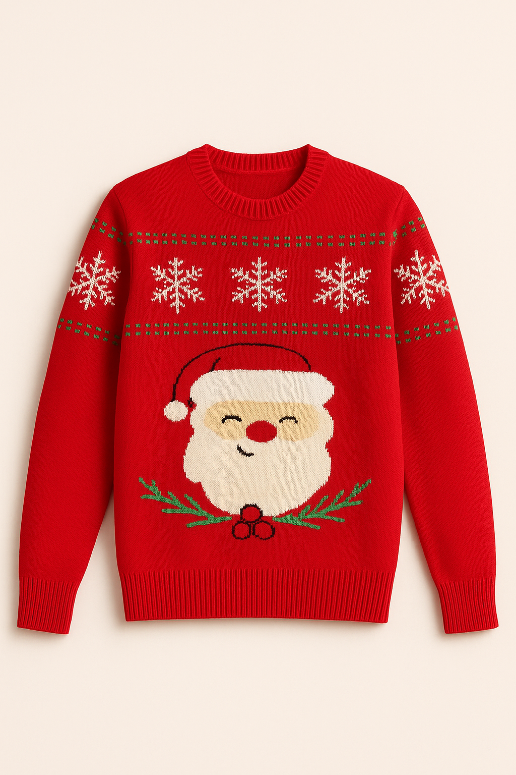 Erkek Yılbaşı Temalı Kazak Kırmızı