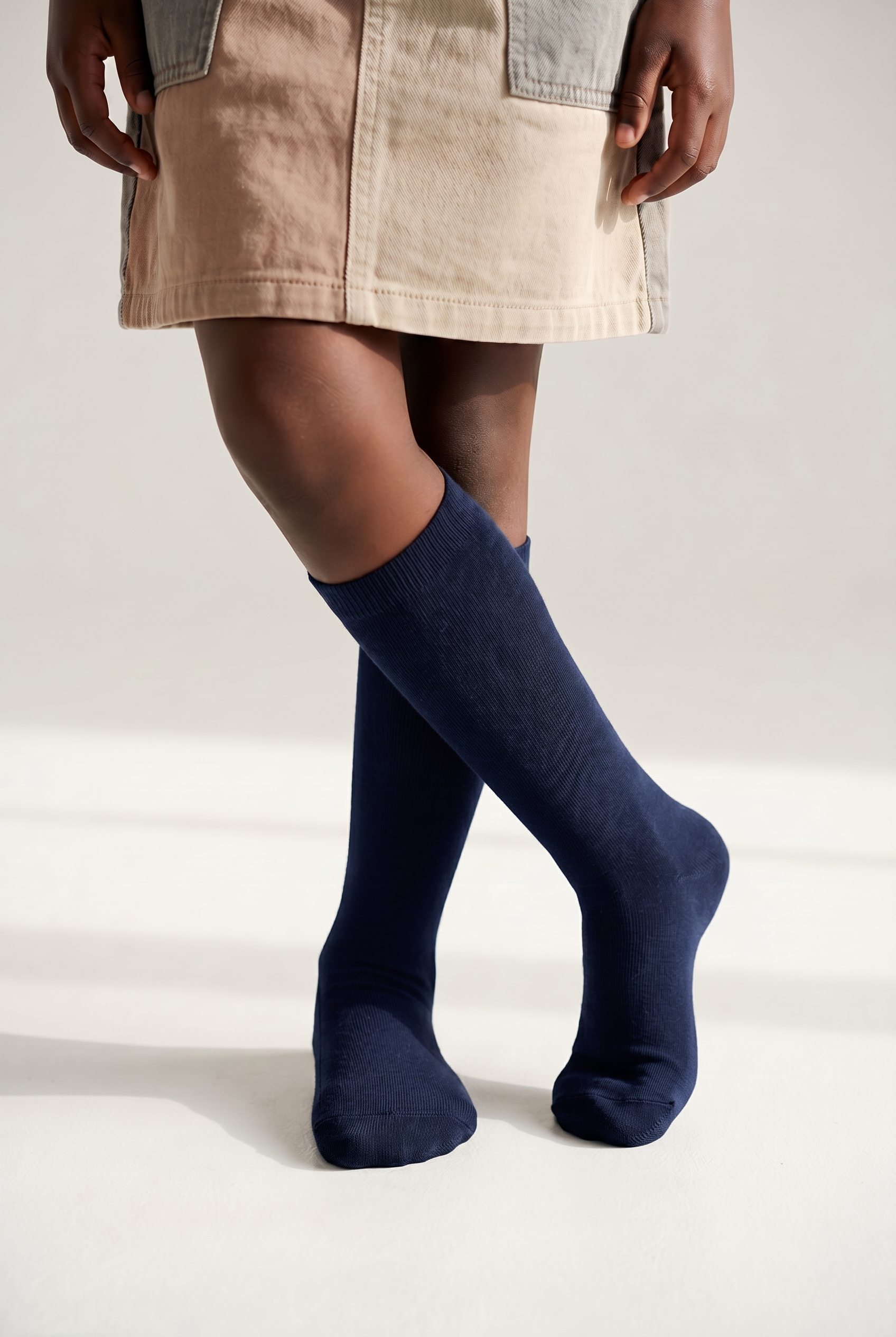 Family Knee-Length Kids Basic Socks Navy Blue