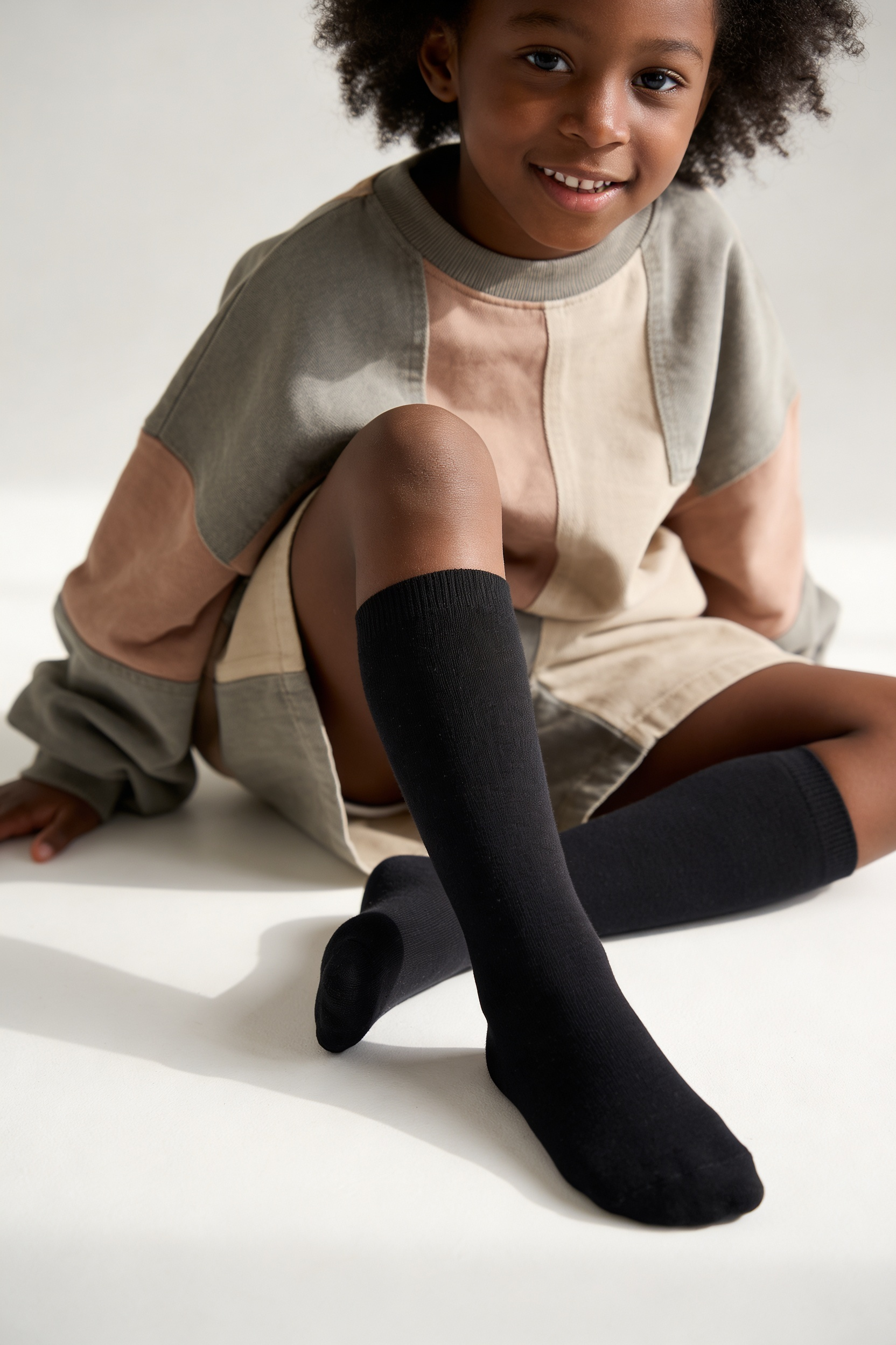Family Knee-Length Kids Basic Socks Black