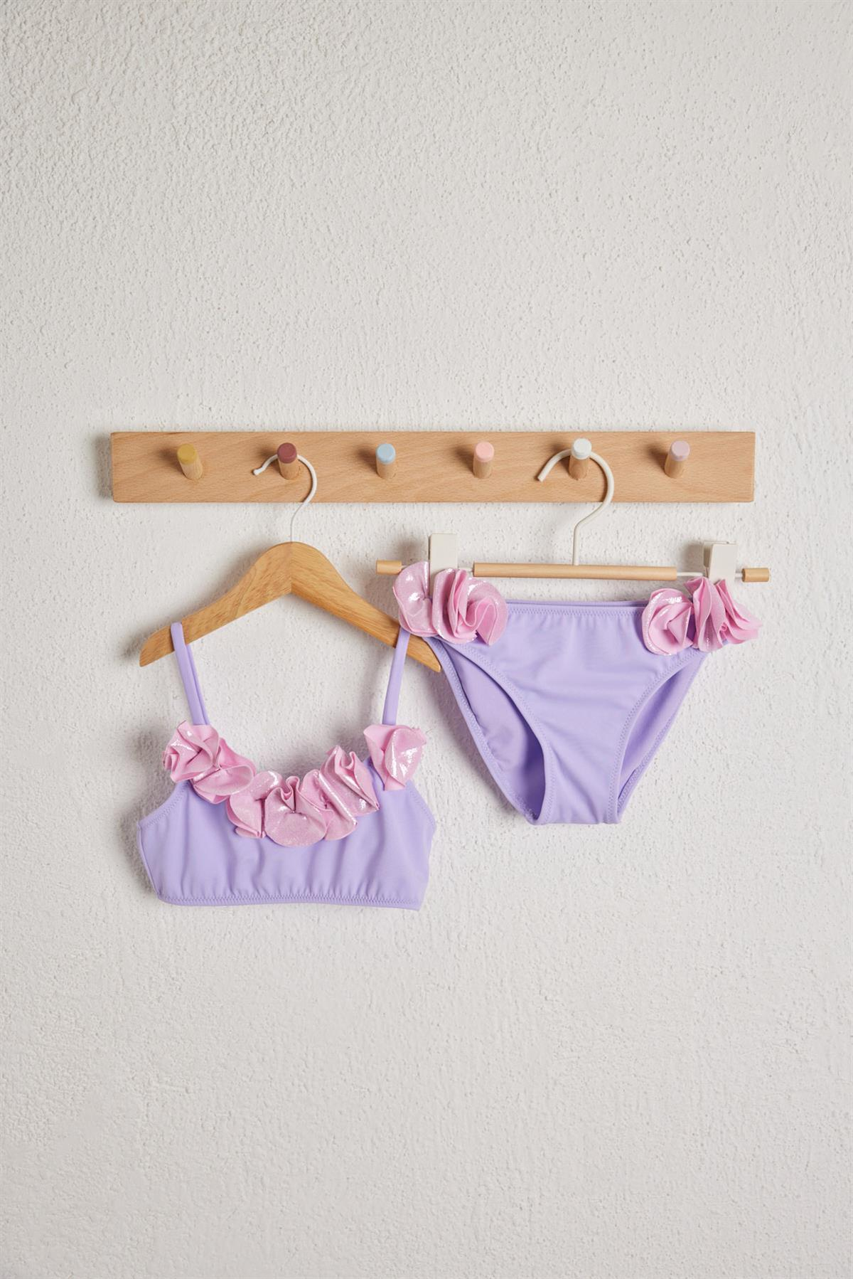 Flowers Kız Çocuk Bikini Takım Lila