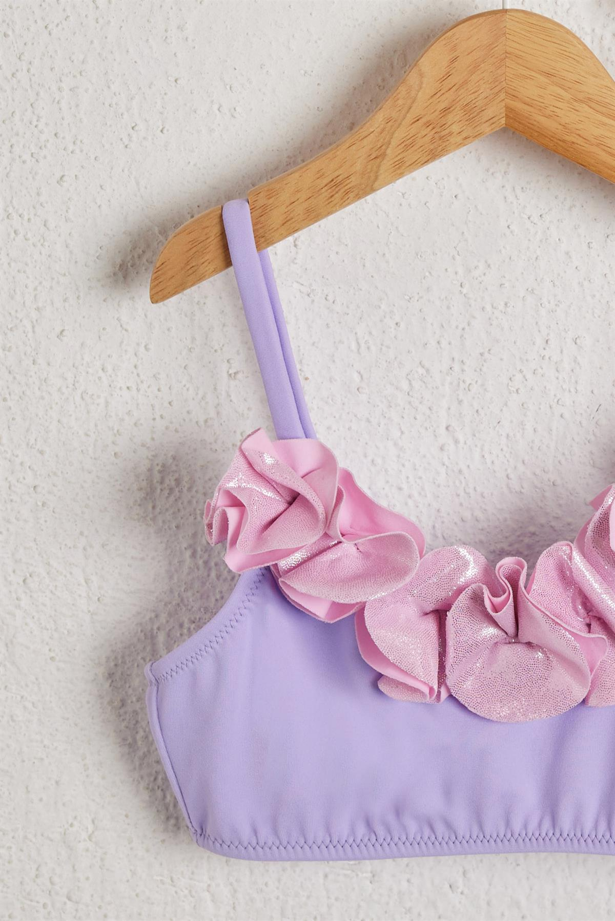 Flowers Kız Çocuk Bikini Takım Lila