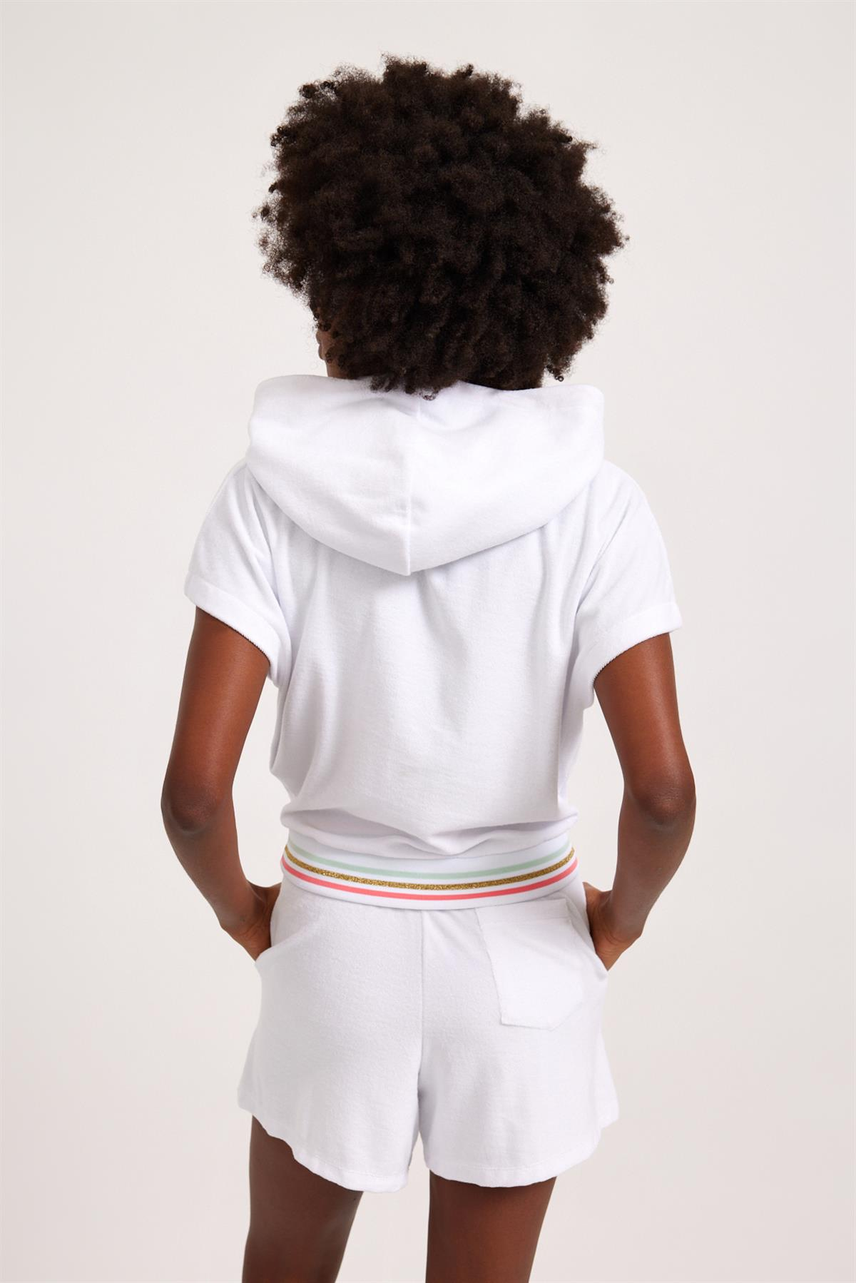 Fun Giraffe Kadın Havlu Sweatshirt Beyaz