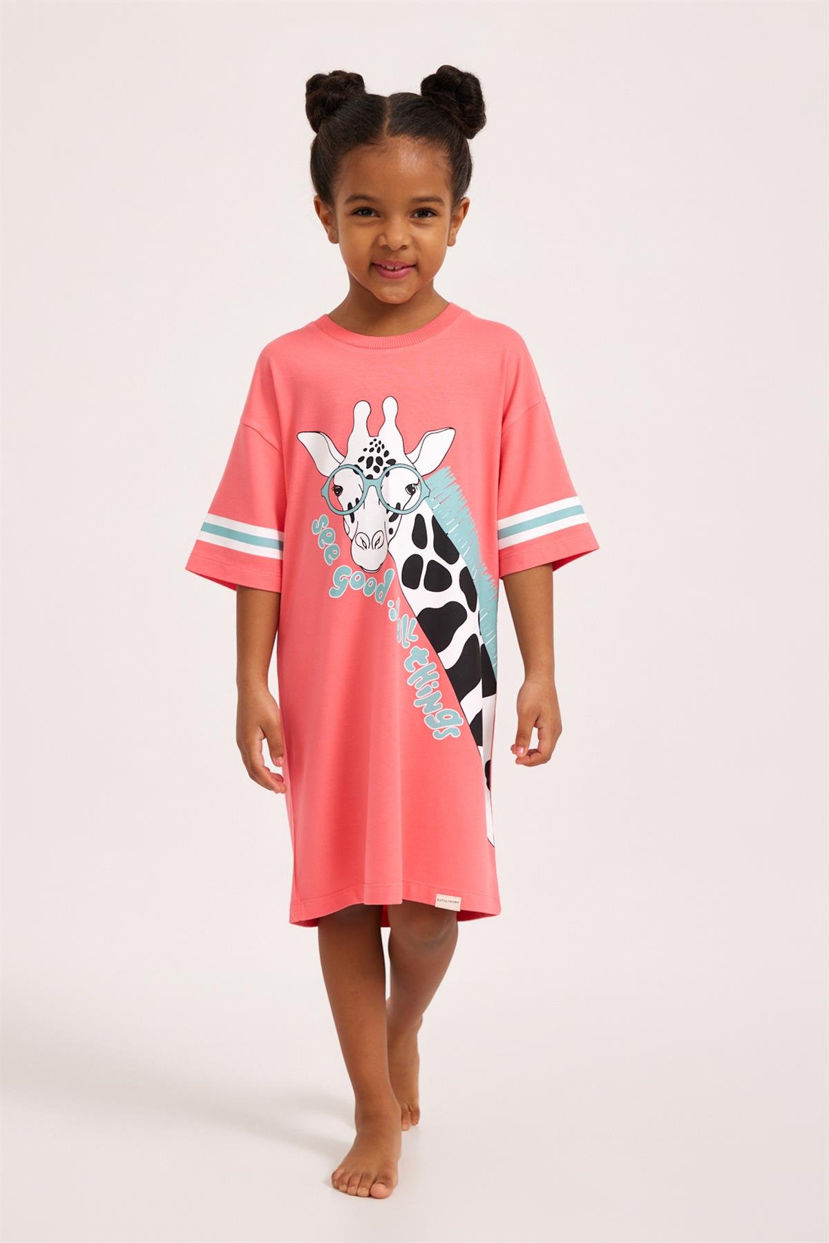 Fun Giraffe Kız Çocuk Gecelik Pembe
