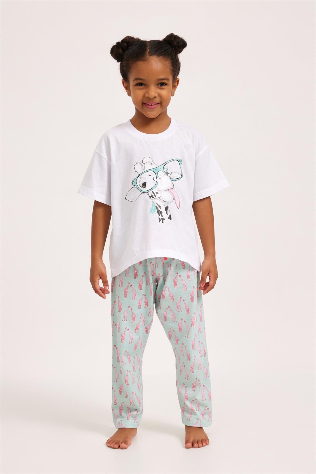 Fun Giraffe Kız Çocuk Pijama Alt Yeşil