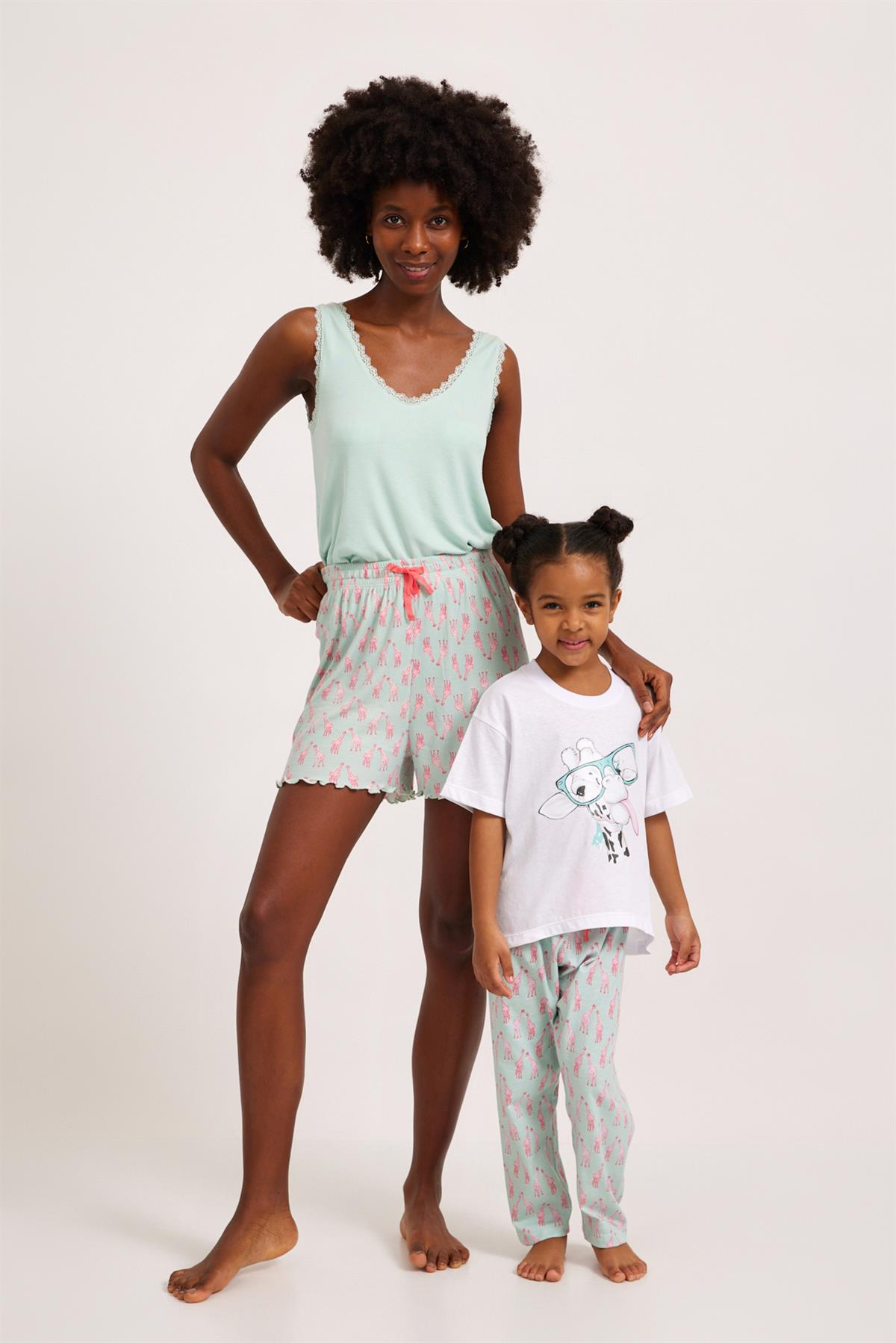 Fun Giraffe Kız Çocuk Pijama Alt Yeşil