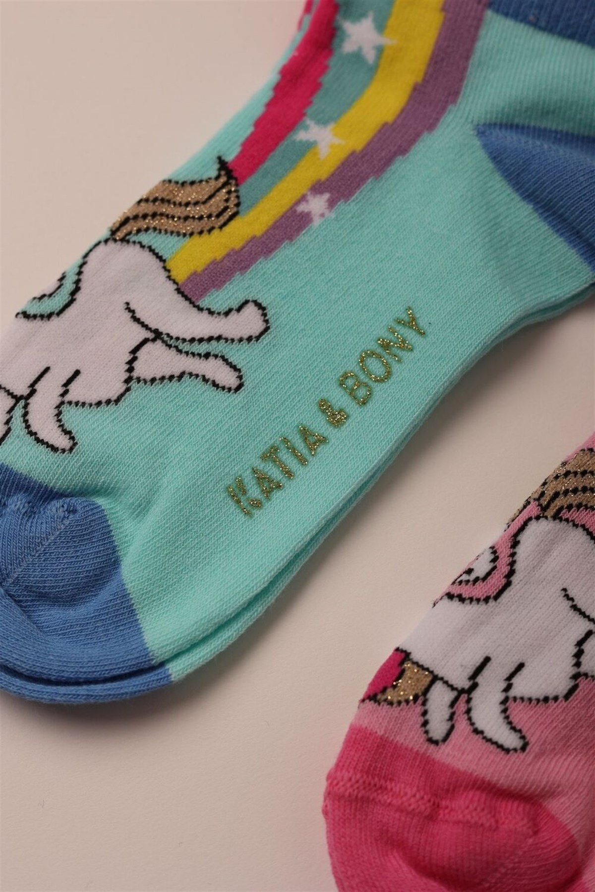 FUNNY UNICORN 2PCK BABY STEP SOCKS-Yeşil/Pembe
