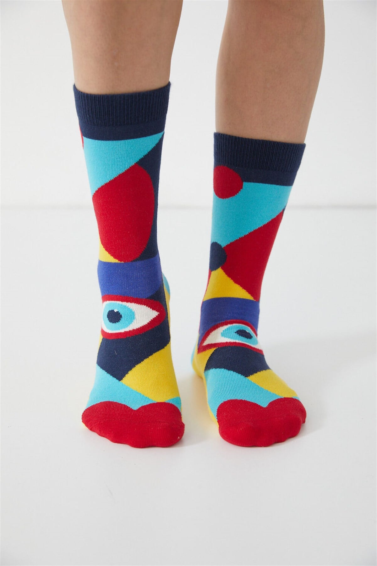 Geometrıc Unisex Soket Çorap-Desenli