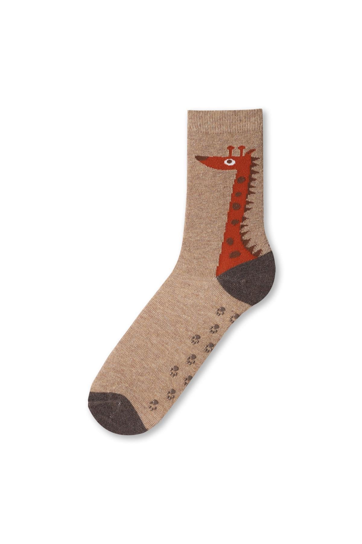 Giraffe Çocuk Soket Çorap Bej