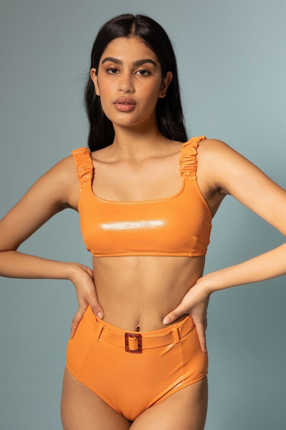 Good Things Kadın Büzgülü Askı Bikini Üst Turuncu