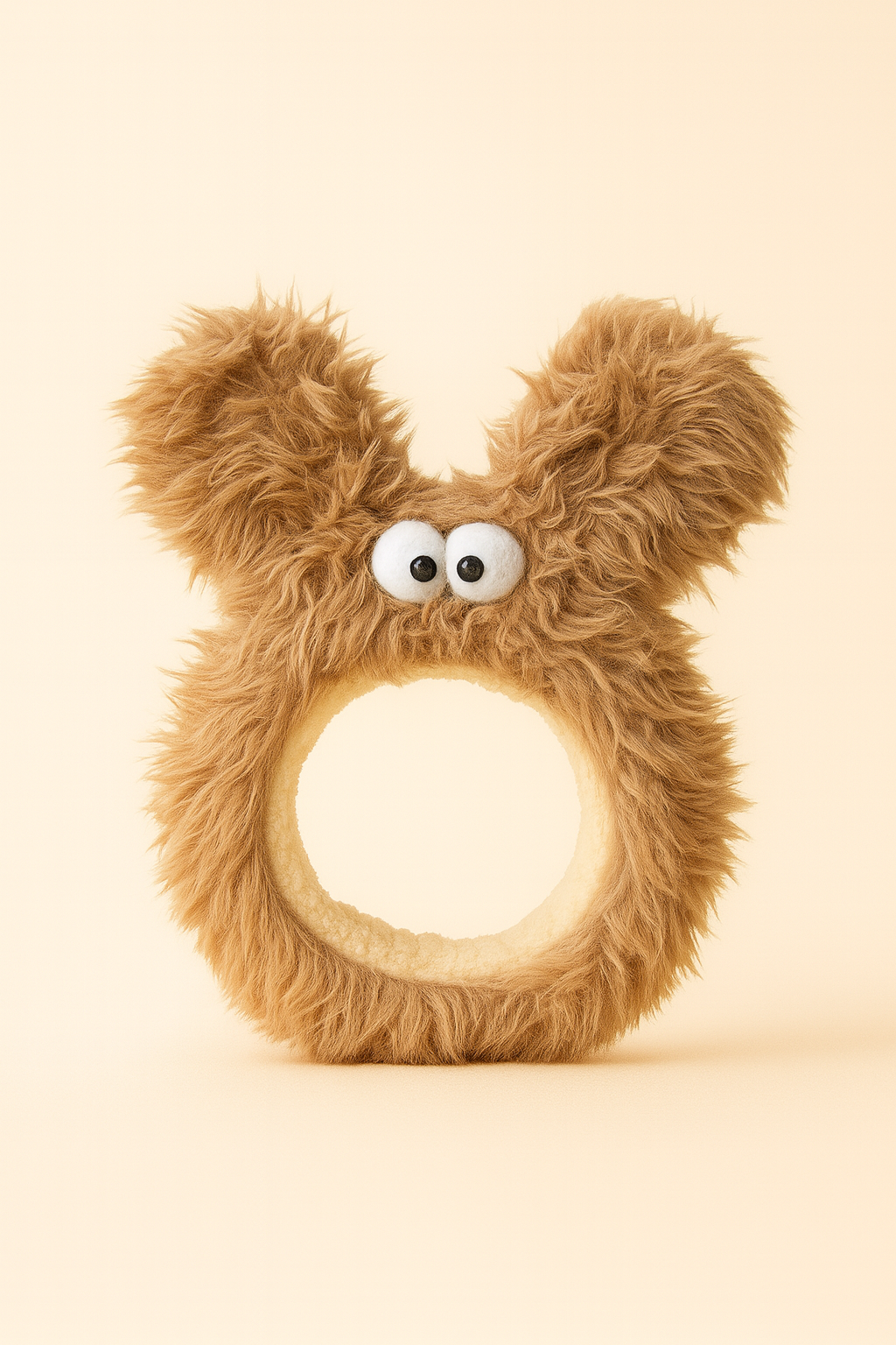 Göz Aksesuarlı Kulaklı Tüylü Saç Bandı Kahverengi