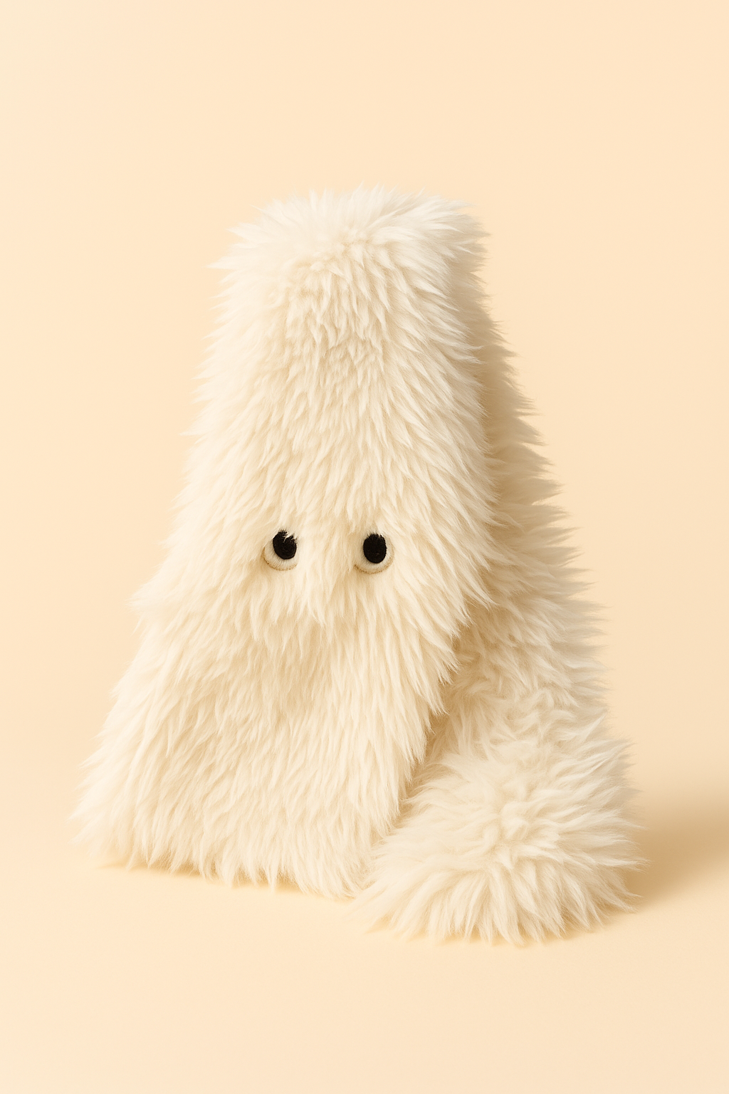 Göz Nakışlı Peluş Atkı Beyaz