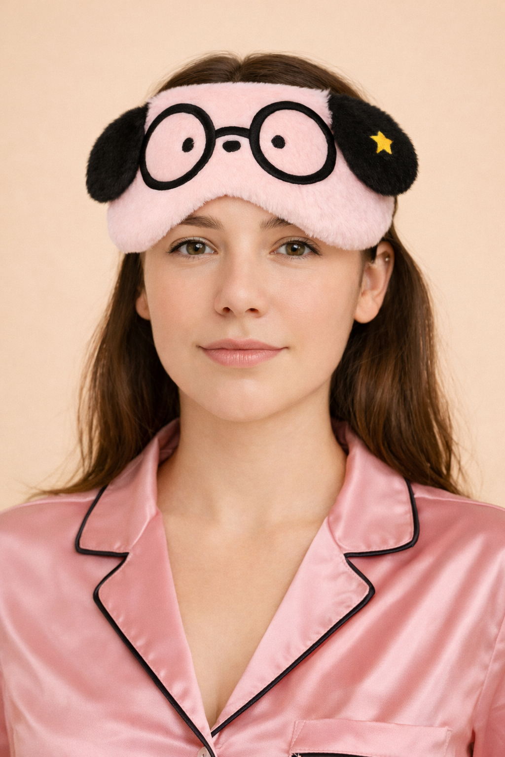 Gözlüklü Köpek Desenli Göz Uyku Bandı