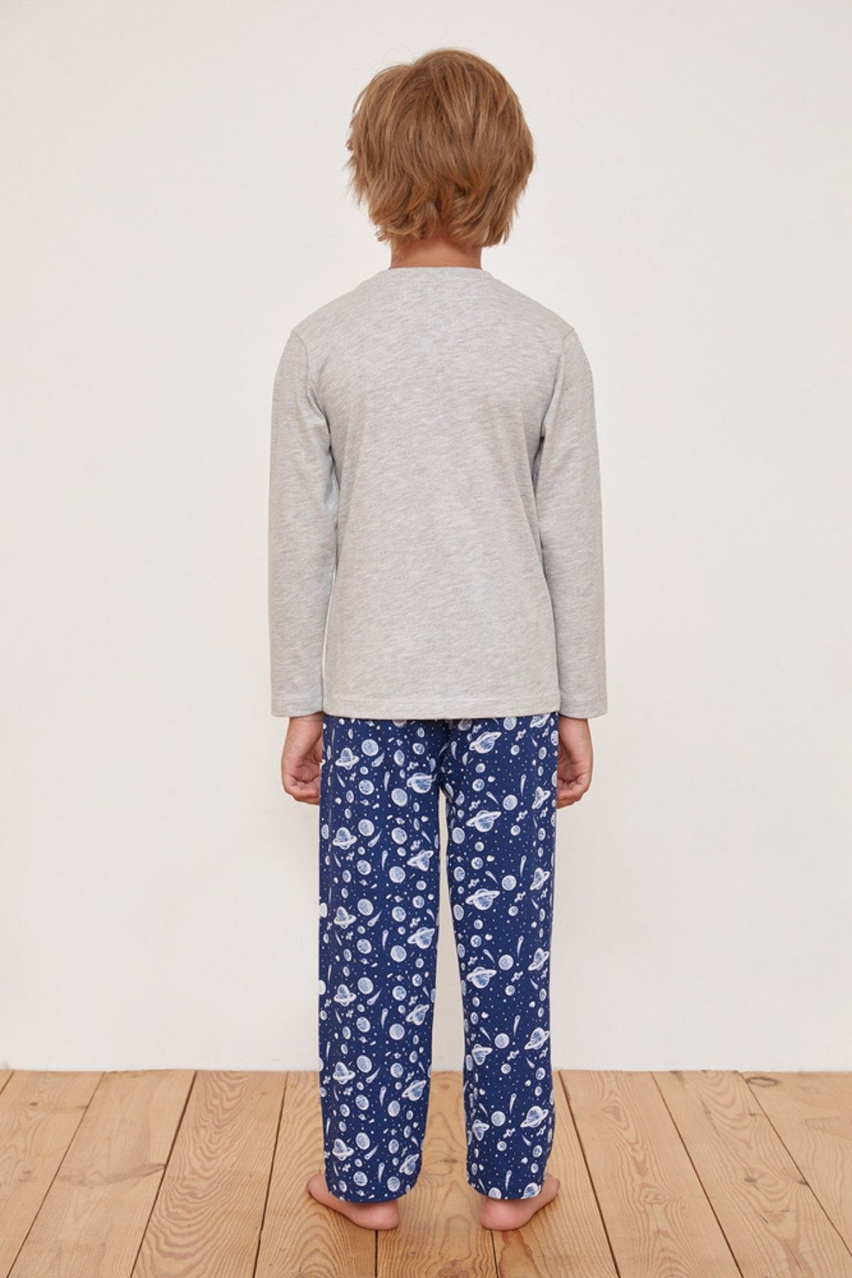 Hello Camping Erkek Çocuk Pijama Takımı-Gri-Melanj.