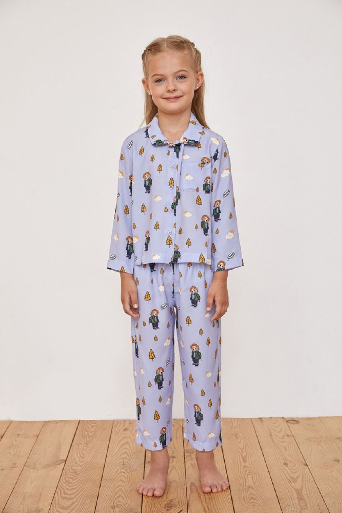 Hello Camping Kız Çocuk İpek Saten Pijama Takımı-LILAC
