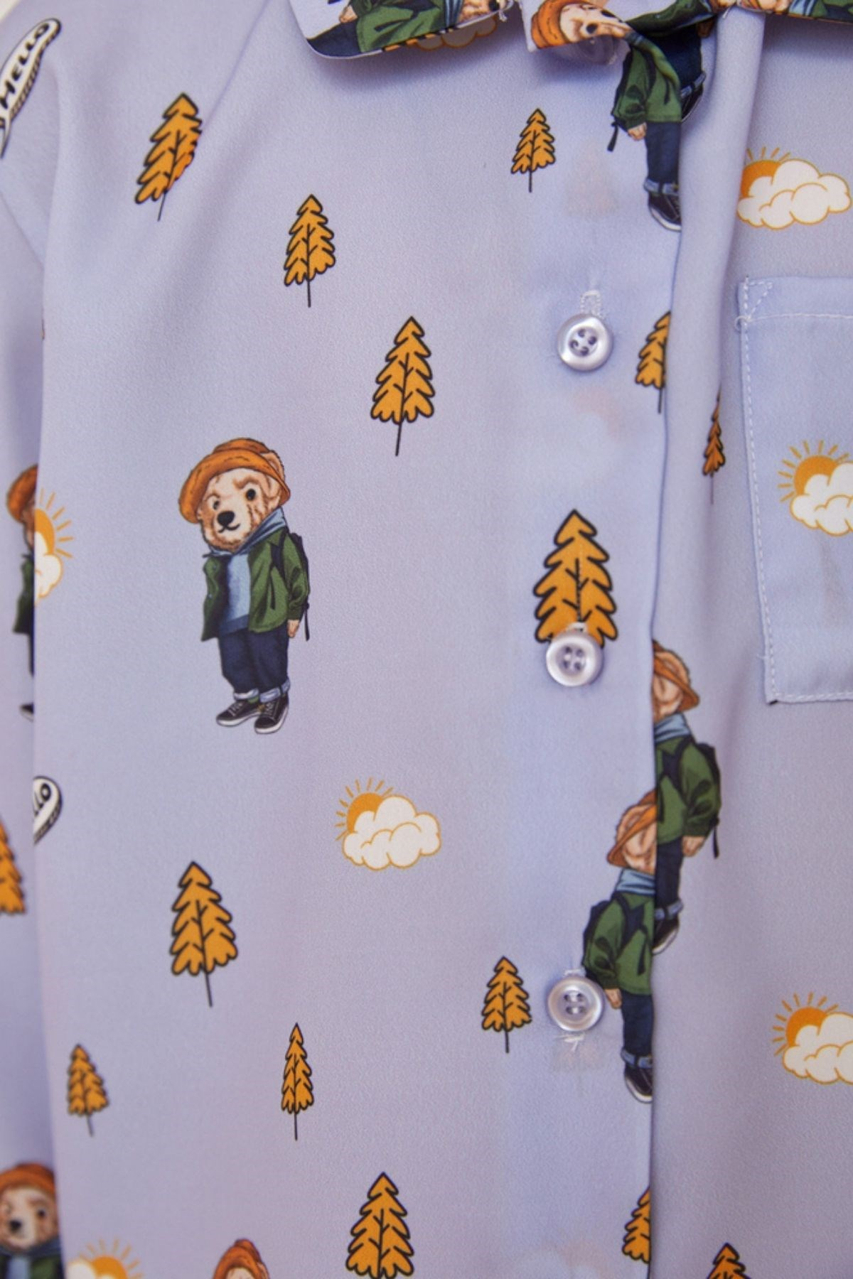 Hello Camping Kız Çocuk İpek Saten Pijama Takımı-LILAC