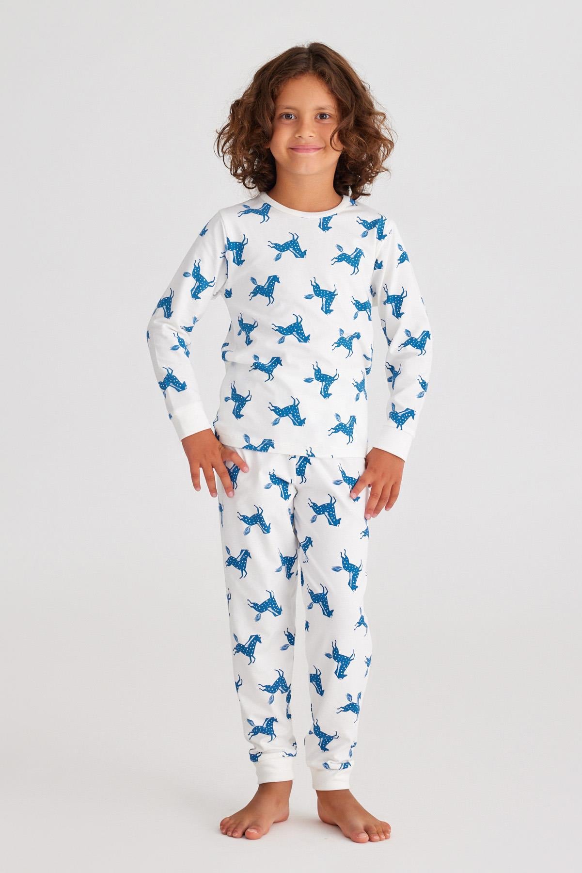 Horse Çocuk Pijama Takımı Ekru