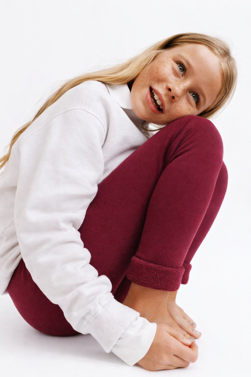 İçi Havlu Çocuk Tayt Açık Bordo