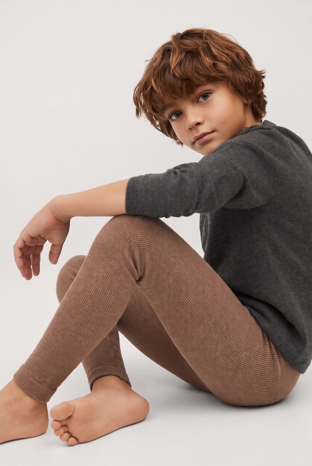 Children's Tights With Towel Inside Light Brown