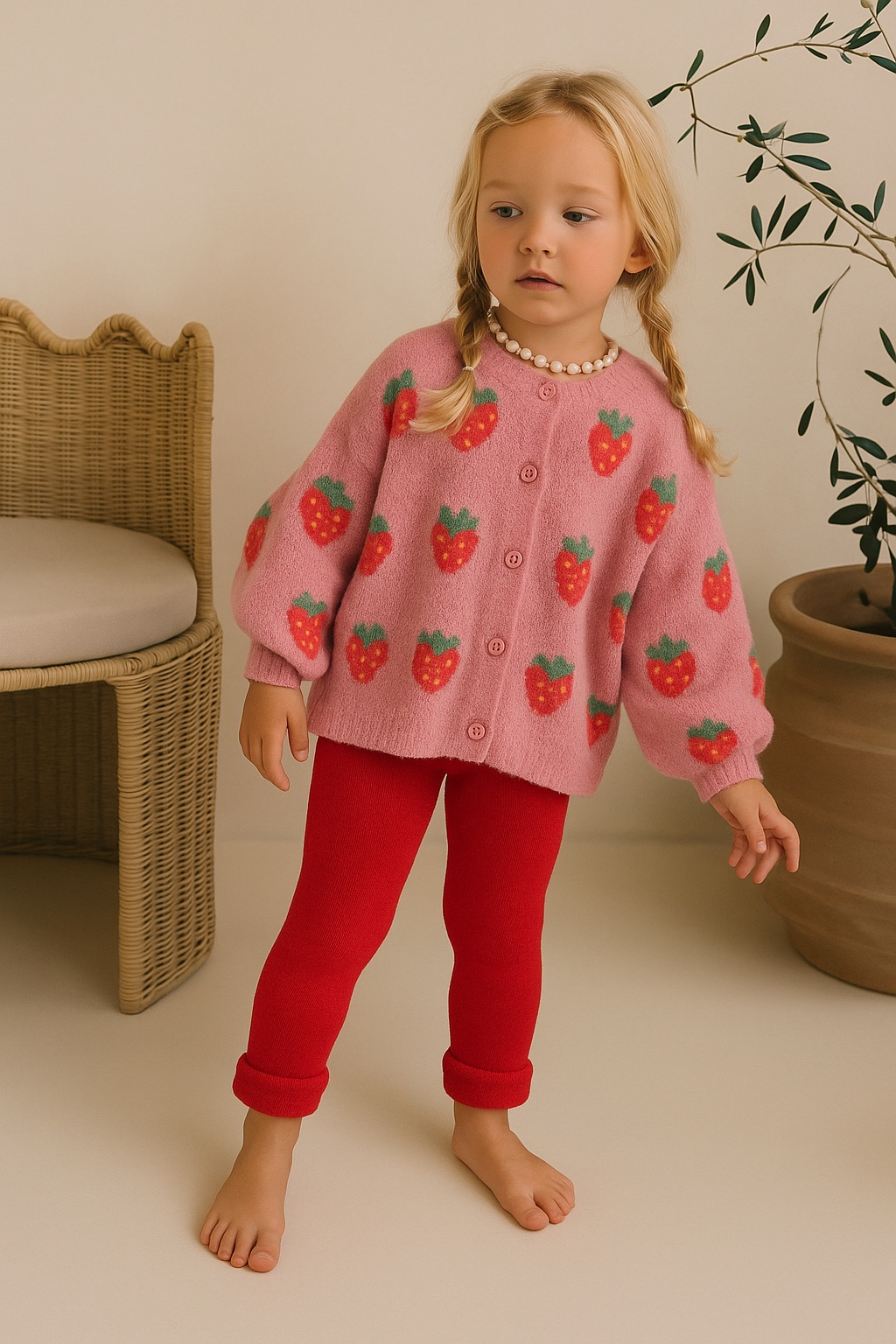 İçi Havlu Çocuk Tayt Kırmızı 