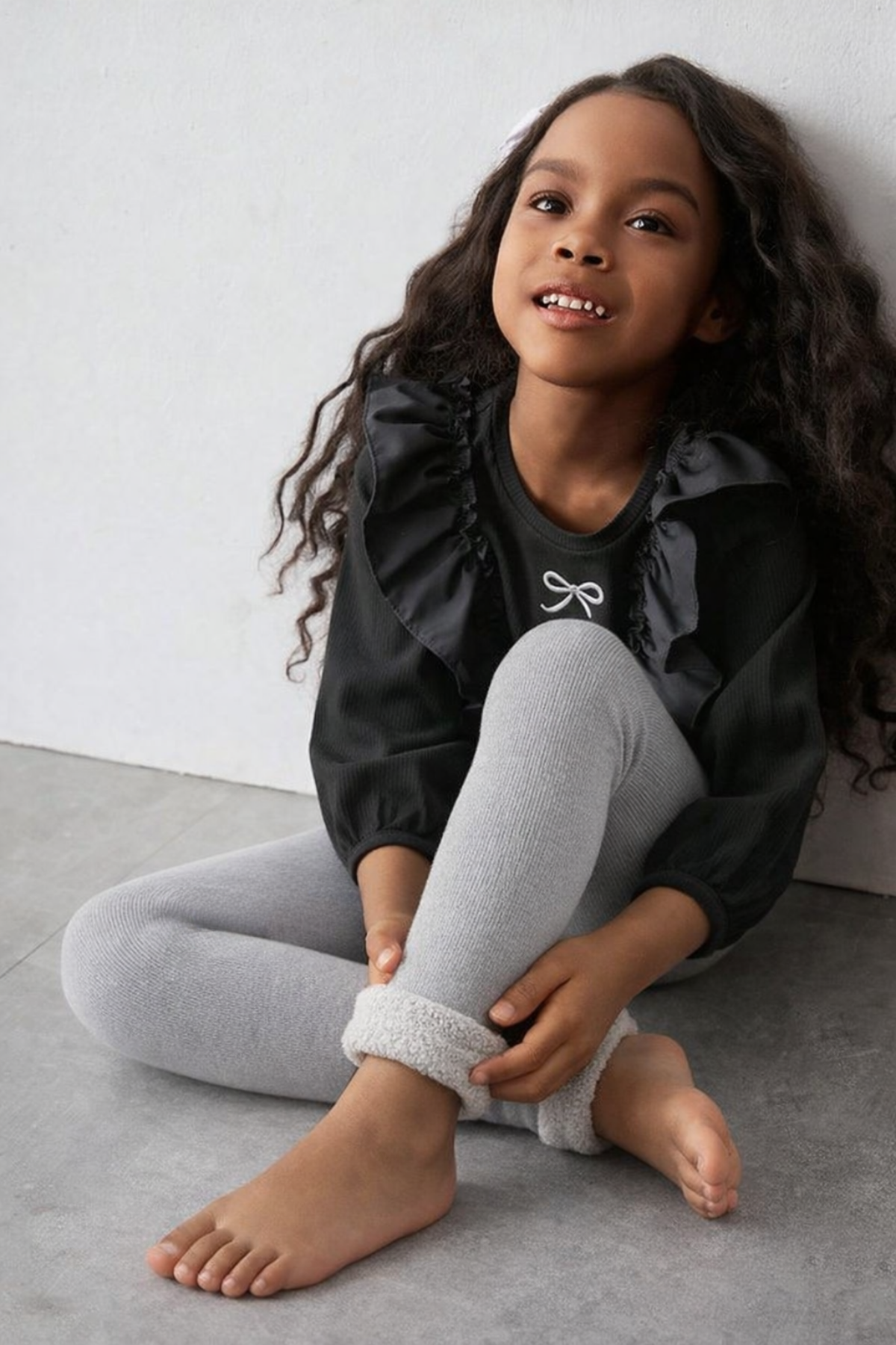 İçi Havlu Çocuk Tayt Koyu Gri