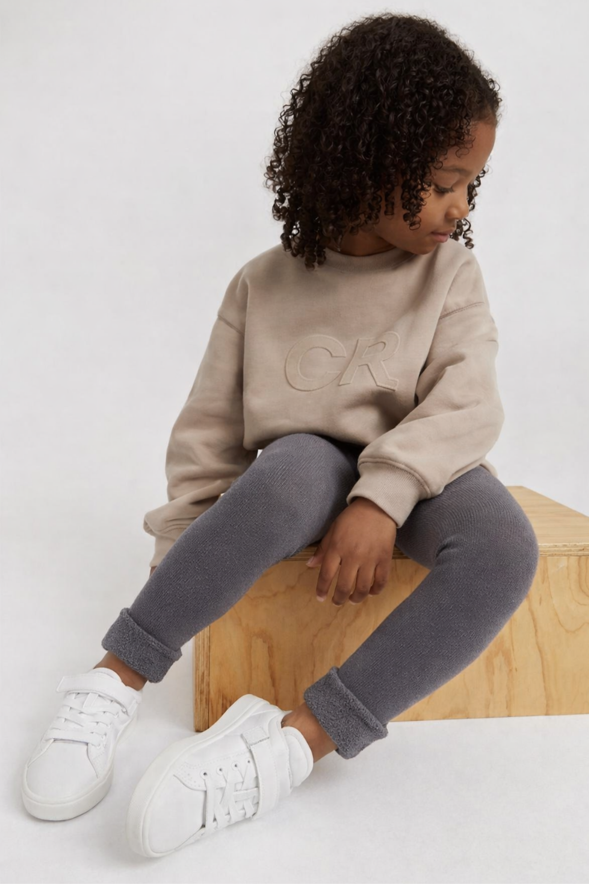 İçi Havlu Çocuk Tayt Koyu Gri-Melanj