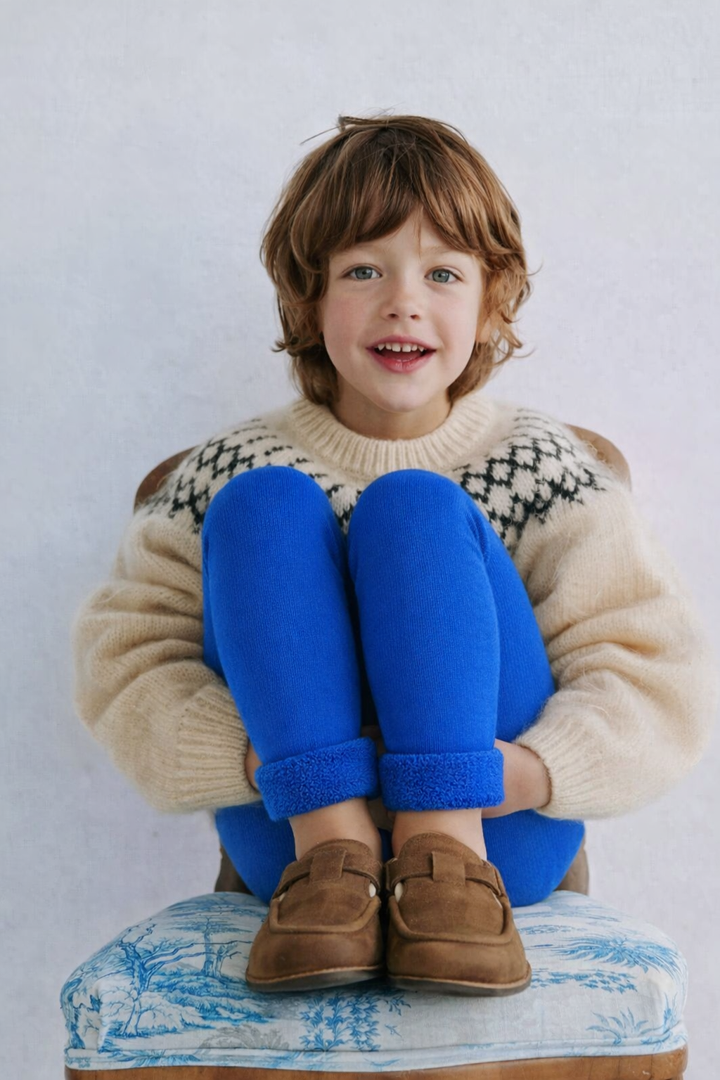 İçi Havlu Çocuk Tayt Saks Mavisi