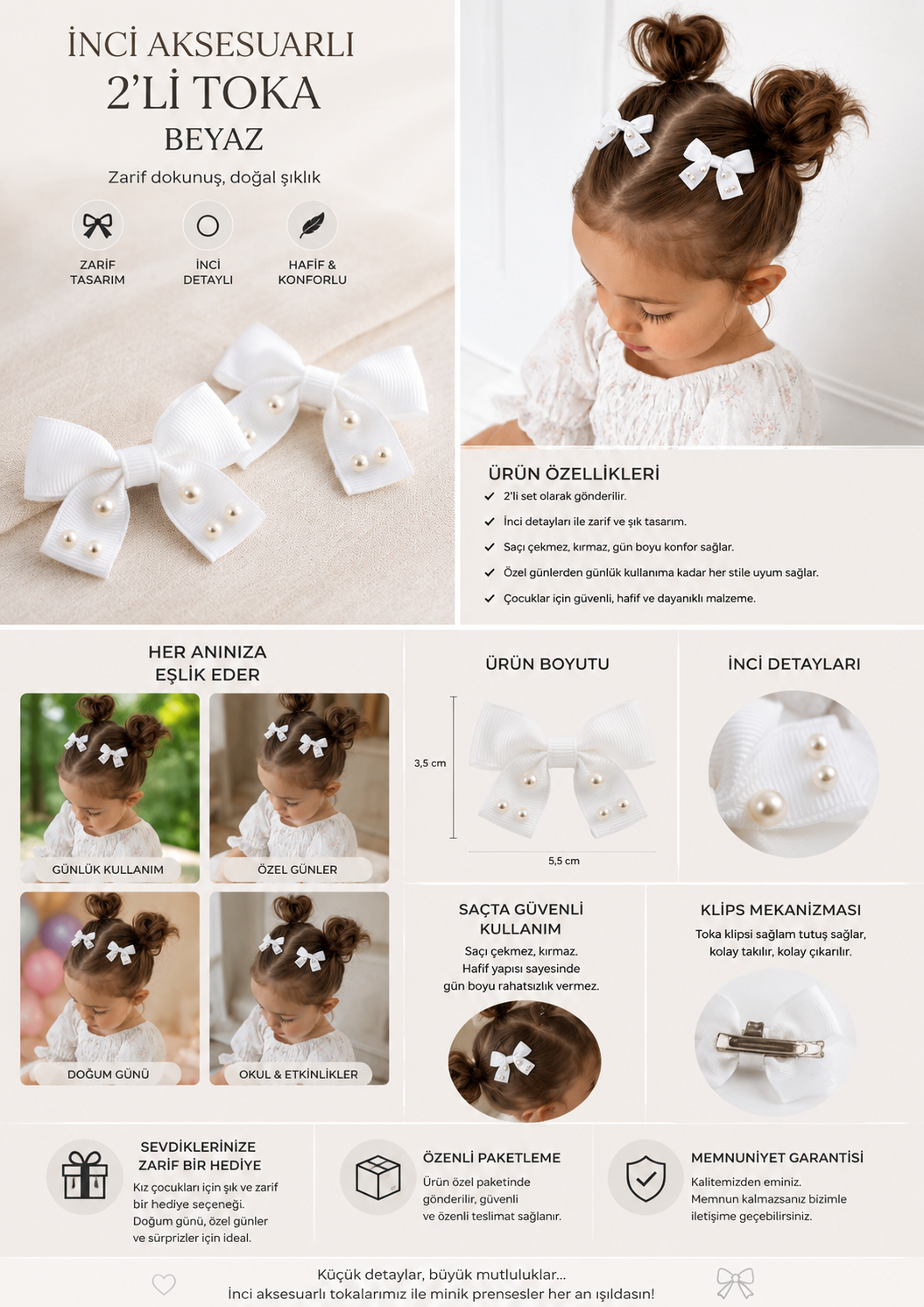 2-Piece Buckle With Pearl Accessory White