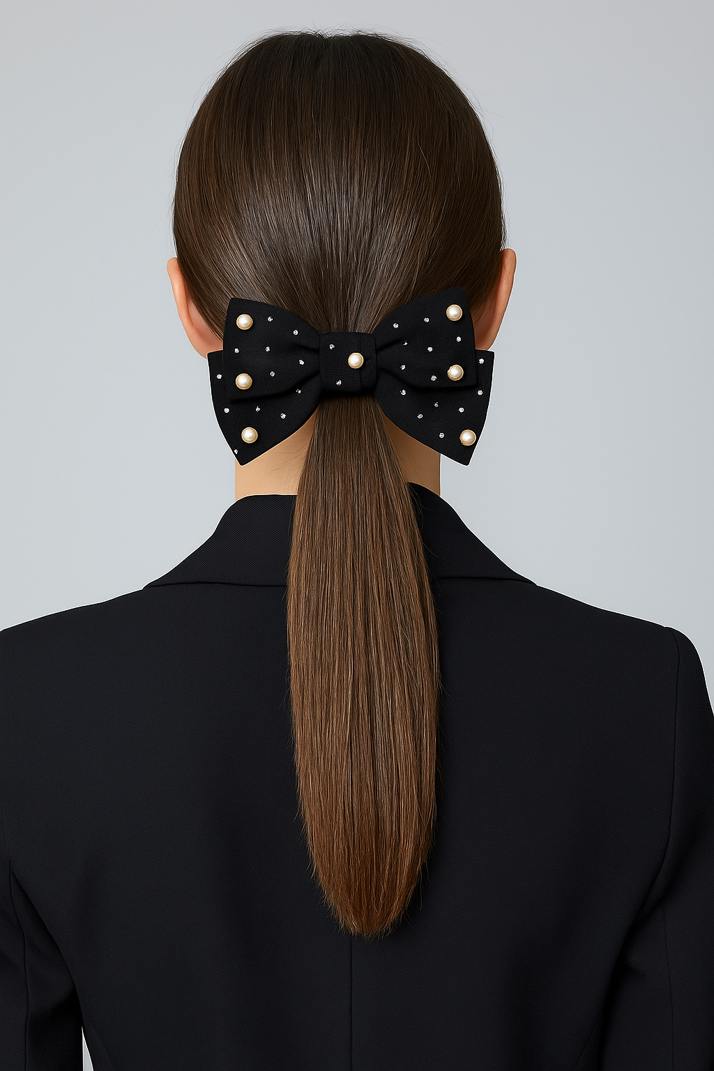 İncili Fiyonk Otomat Toka Siyah